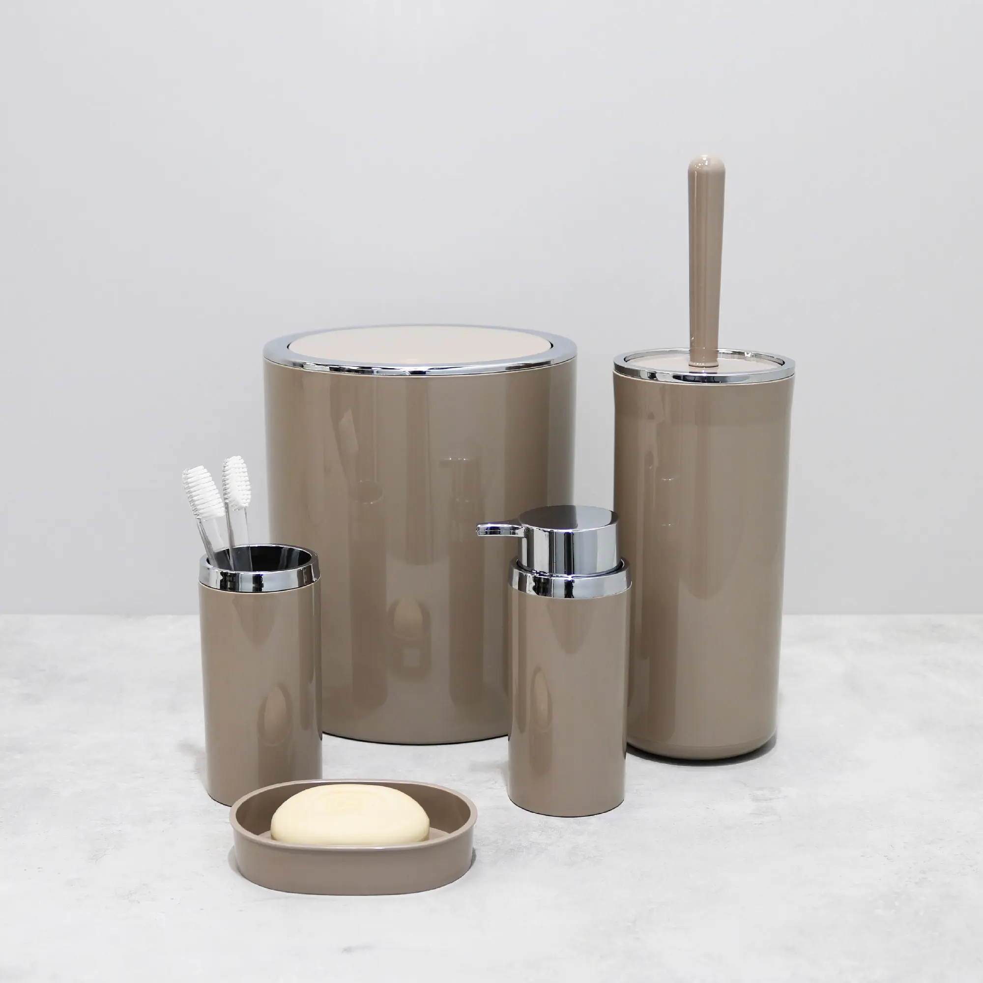 Контейнер для мусора Fixsen Round Beige FX-452-6 5 л пластик цвет бежевый - 3