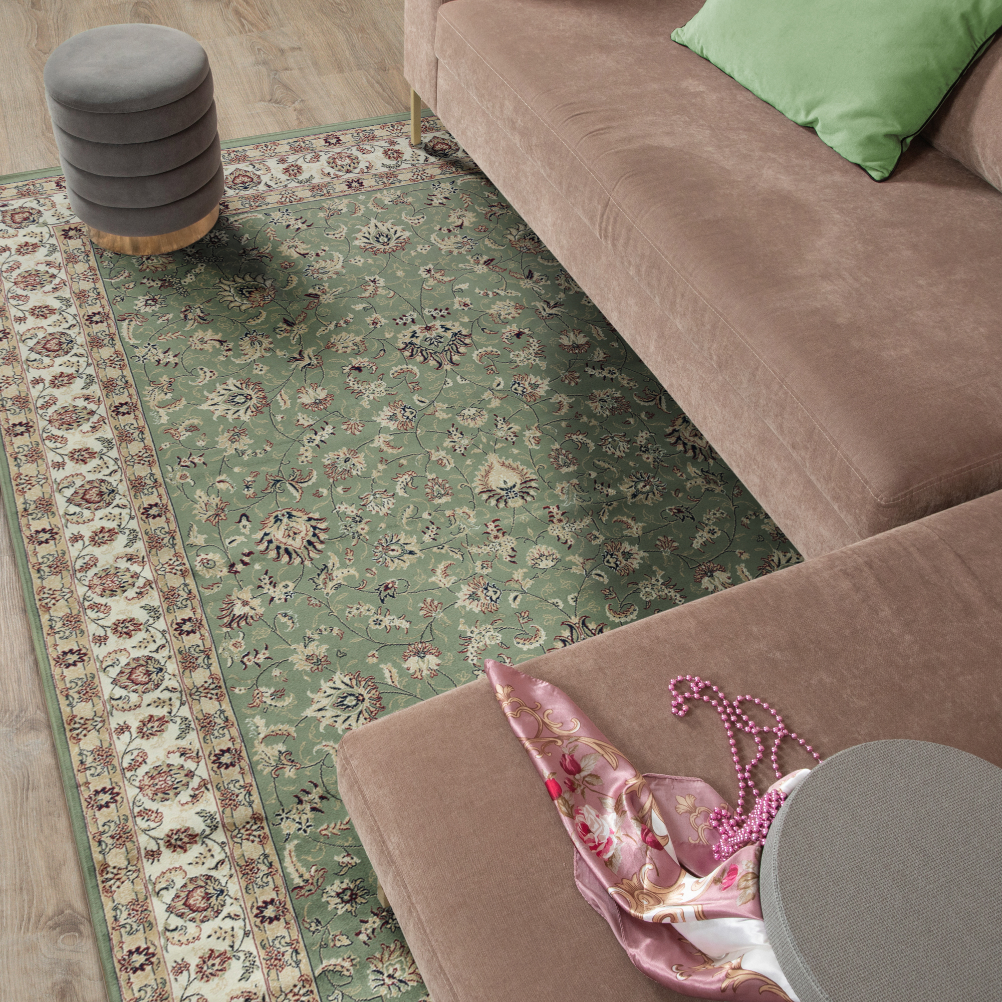 Изображение товара Ковер Isphahan 160x230 см из вискозы с антискользящим покрытием, зеленый