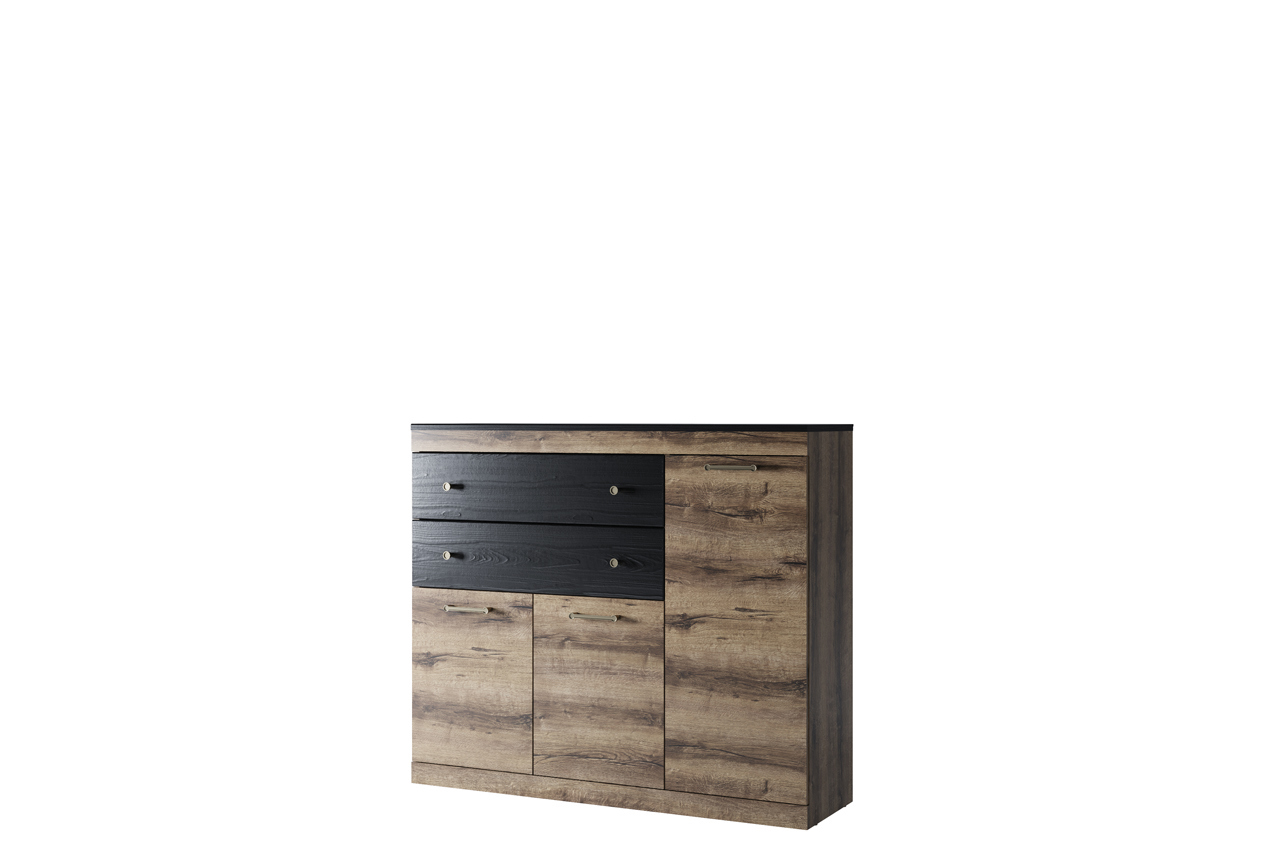 Изображение товара Тумба Anrex Jagger 3D2S 2 ящика 120x35.6x103 см ЛДСП дуб монастырский черный стиль лофт