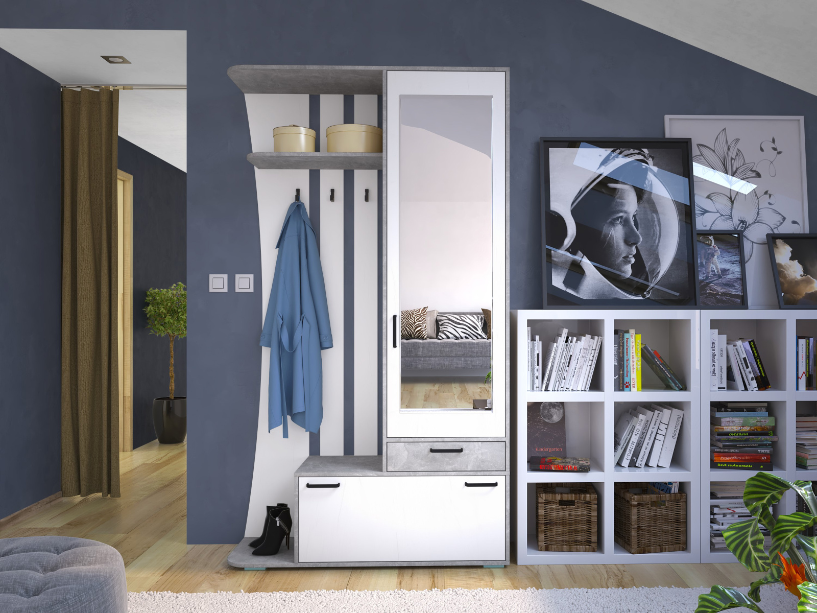 Изображение товара Прихожая Мебель Маркет Орион 1 120x211x37 см ЛДСП цвет белый