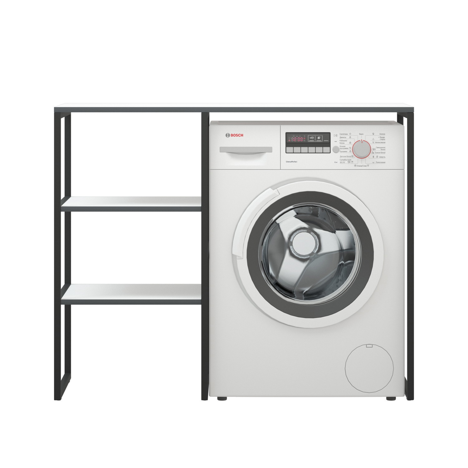 Изображение товара Тумба для стиральной машины Vannamarket 110x88x46.5 см черный/белый