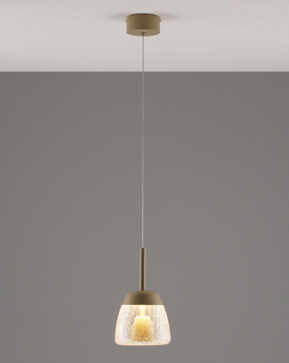 Изображение товара Подвесной светодиодный светильник Moderli V10873-PL теплый белый 5 м² бежевый стекло металл минимал