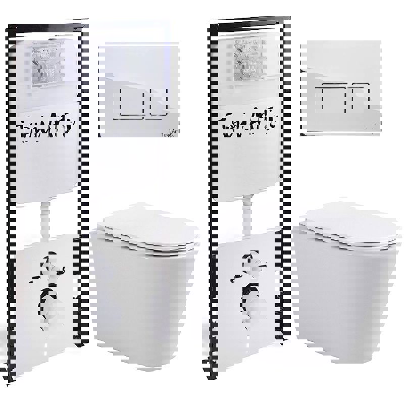 Изображение товара Комплект для унитаза и инсталляции TONI ARTI 3 в 1 с безободковым унитазом и кнопкой Noche