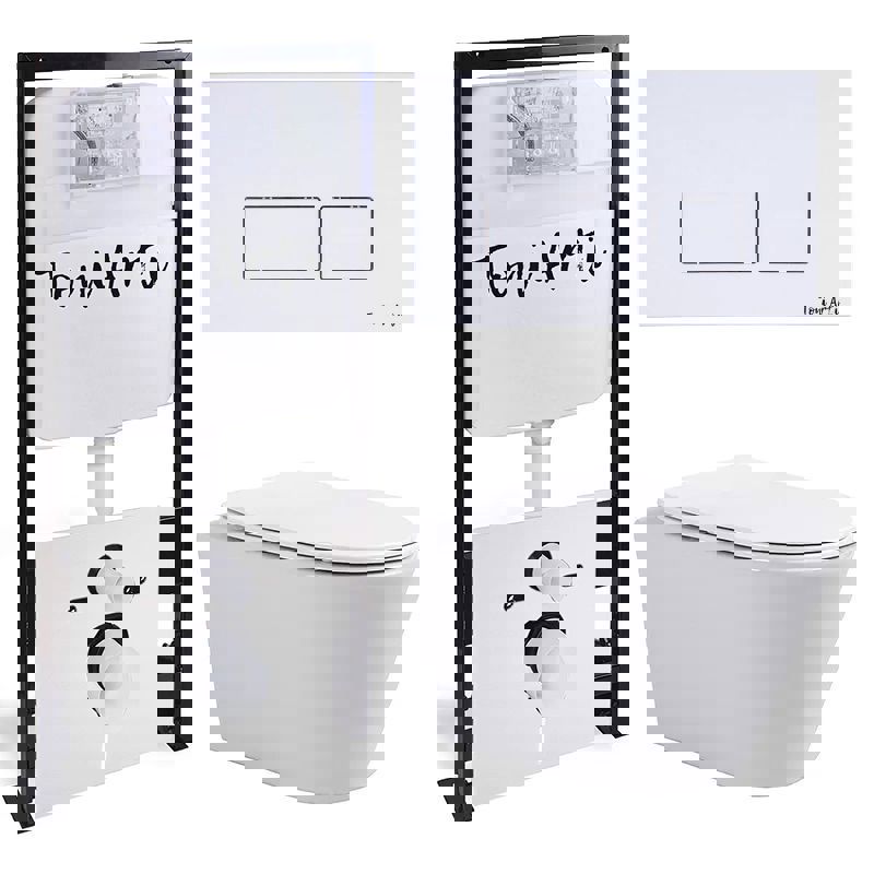 Изображение товара Комплект инсталляции и унитаза TONI ARTI 3 в 1 для ванной белый италия