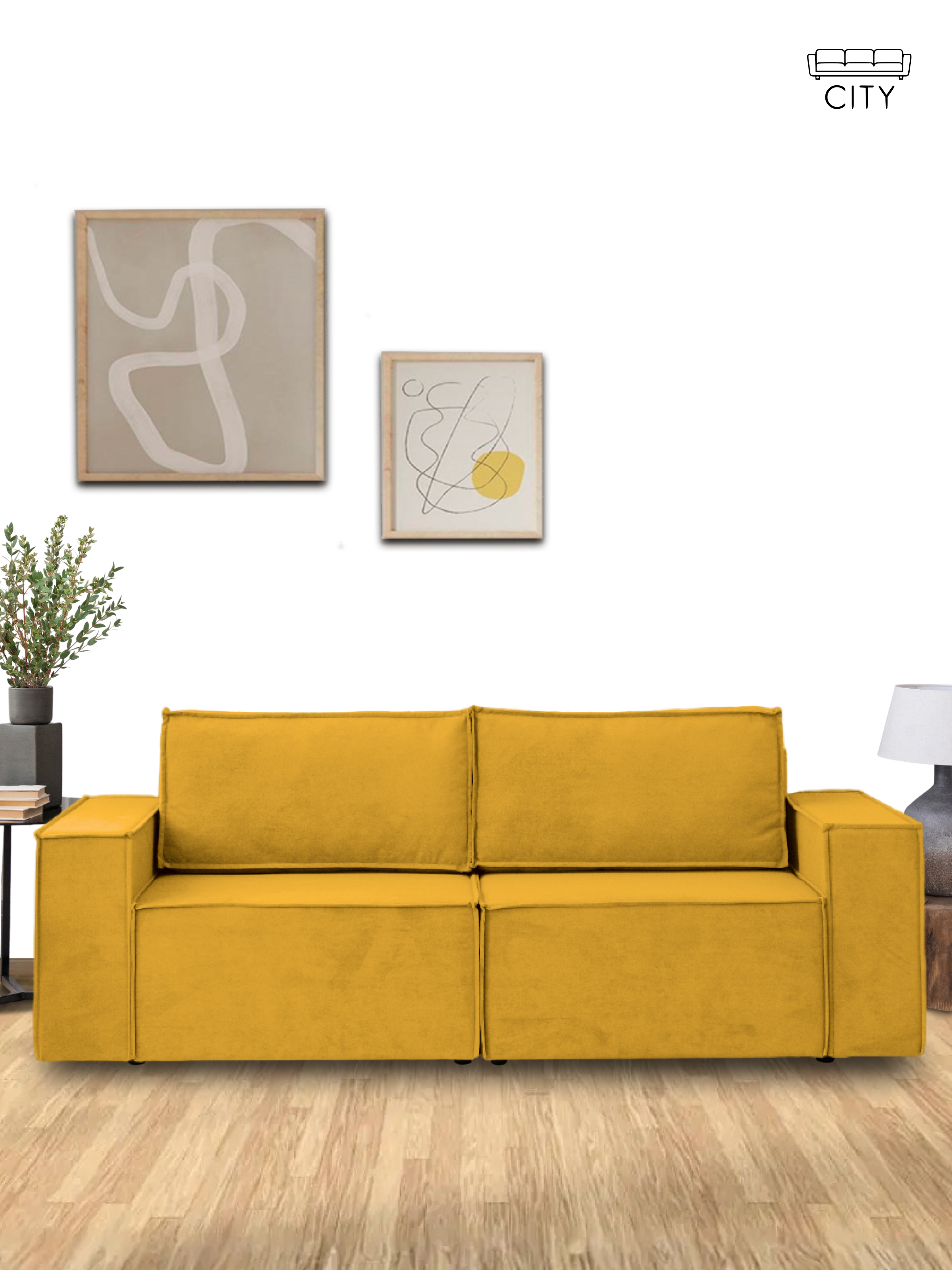 Изображение товара Раскладной диван Cityhd Виго 243x78x90 см велюр горчичный двор
