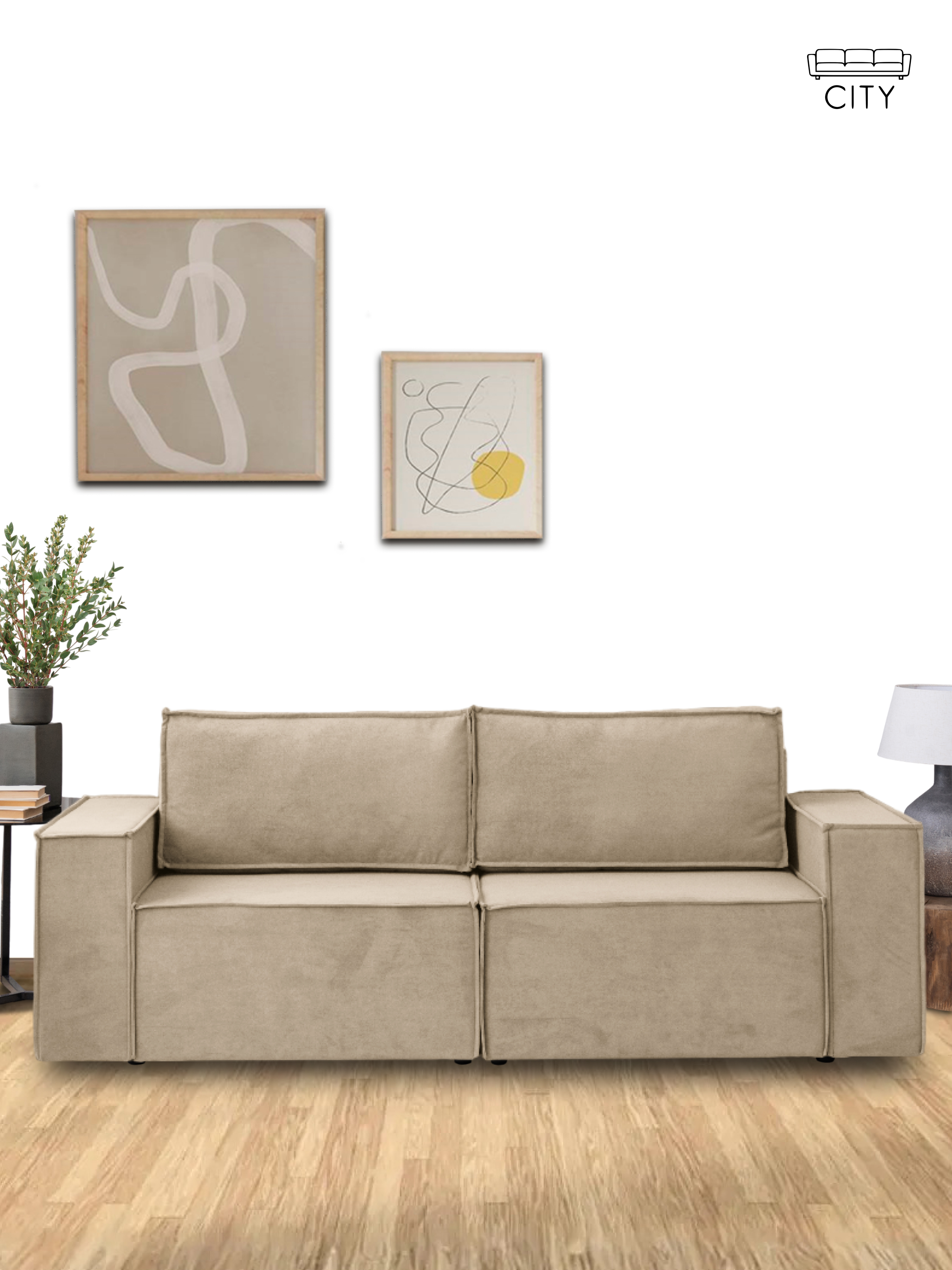 Изображение товара Раскладной диван Cityhd Виго - бежевый велюр, 243 см