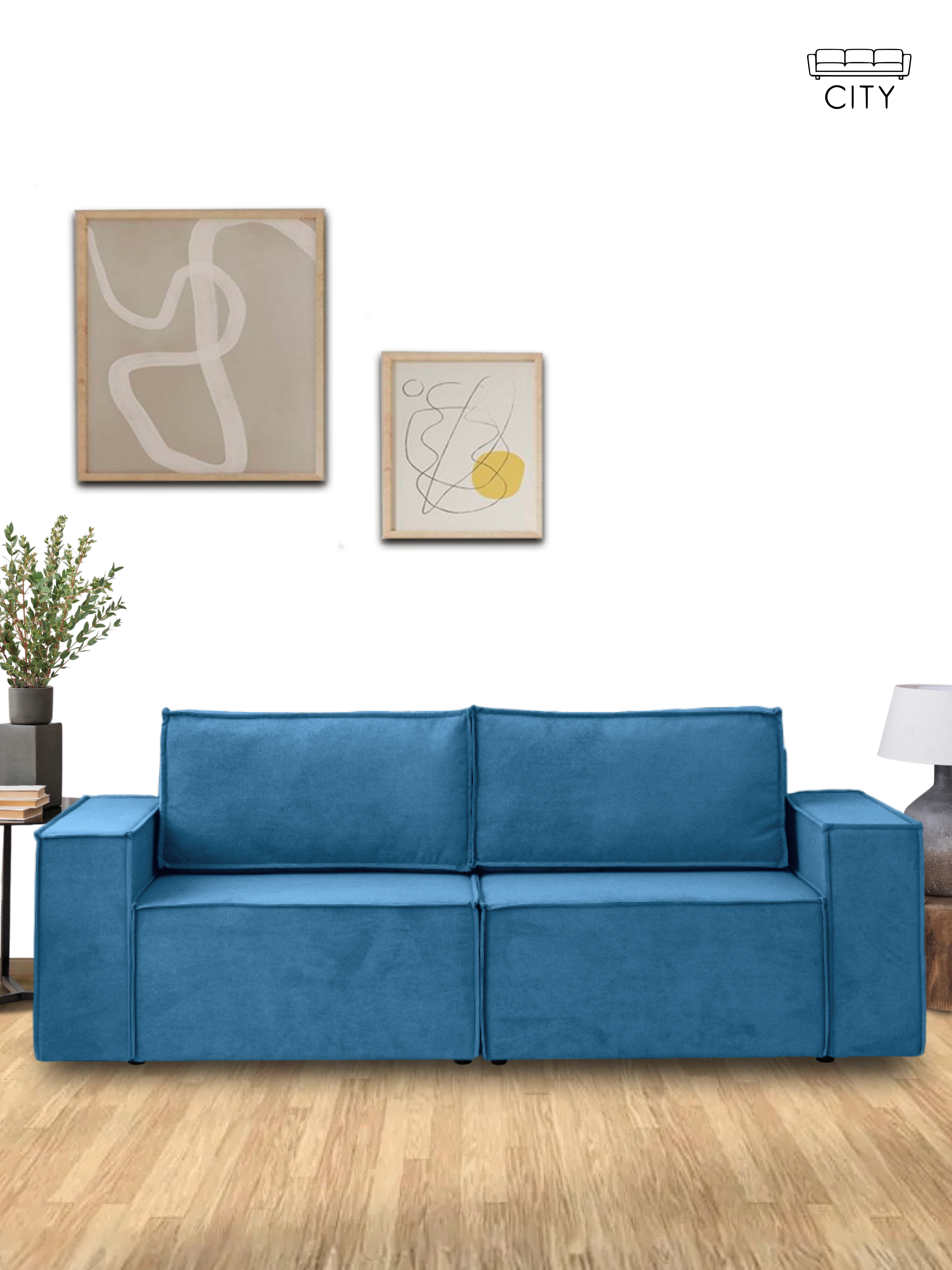 Изображение товара Раскладной диван Cityhd Виго 243x78x90 см велюр синий удобное решение для дома и офиса
