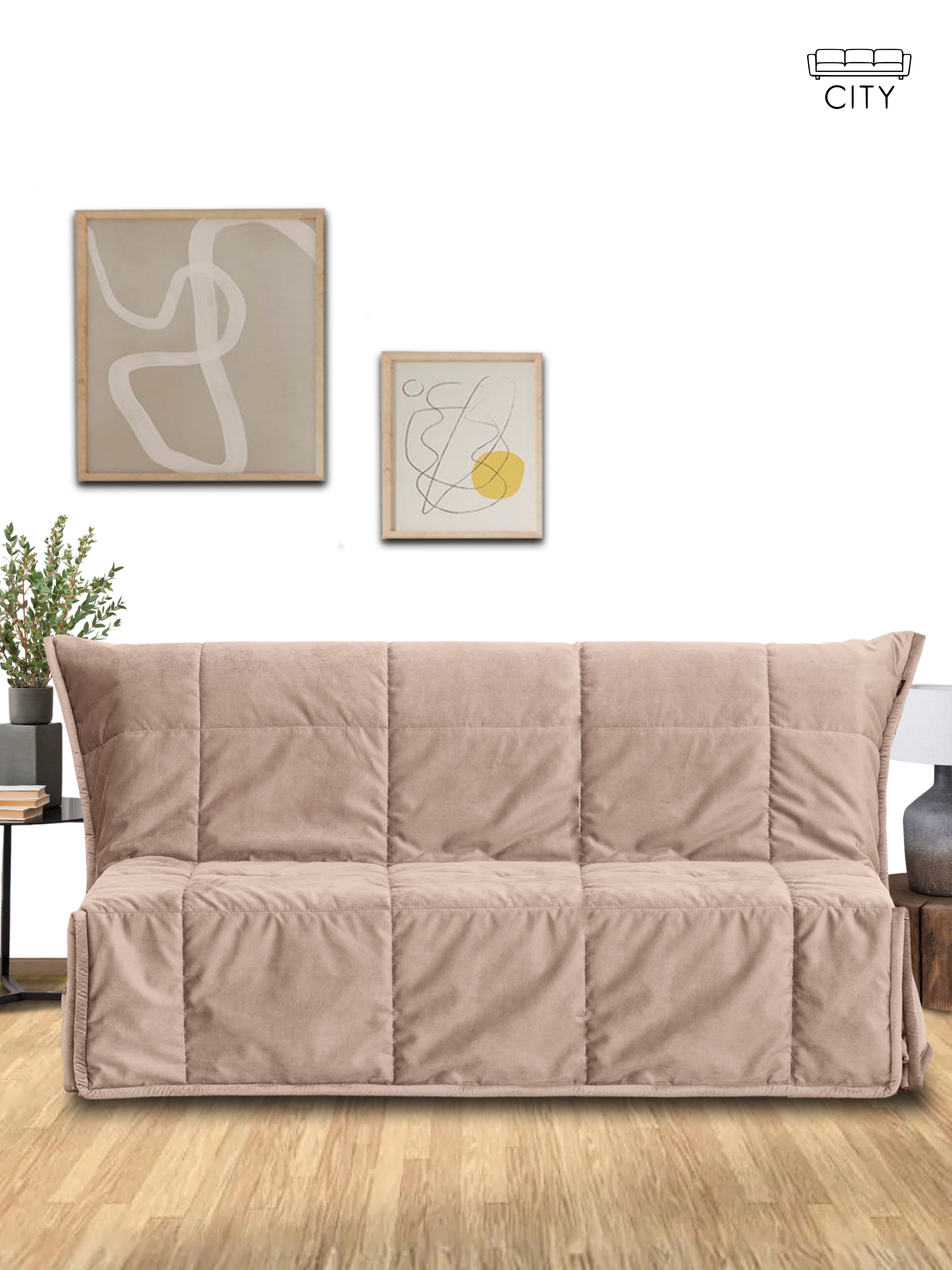 Изображение товара Раскладной диван Cityhd Женева 140x95x95 см велюр цвет бежевый