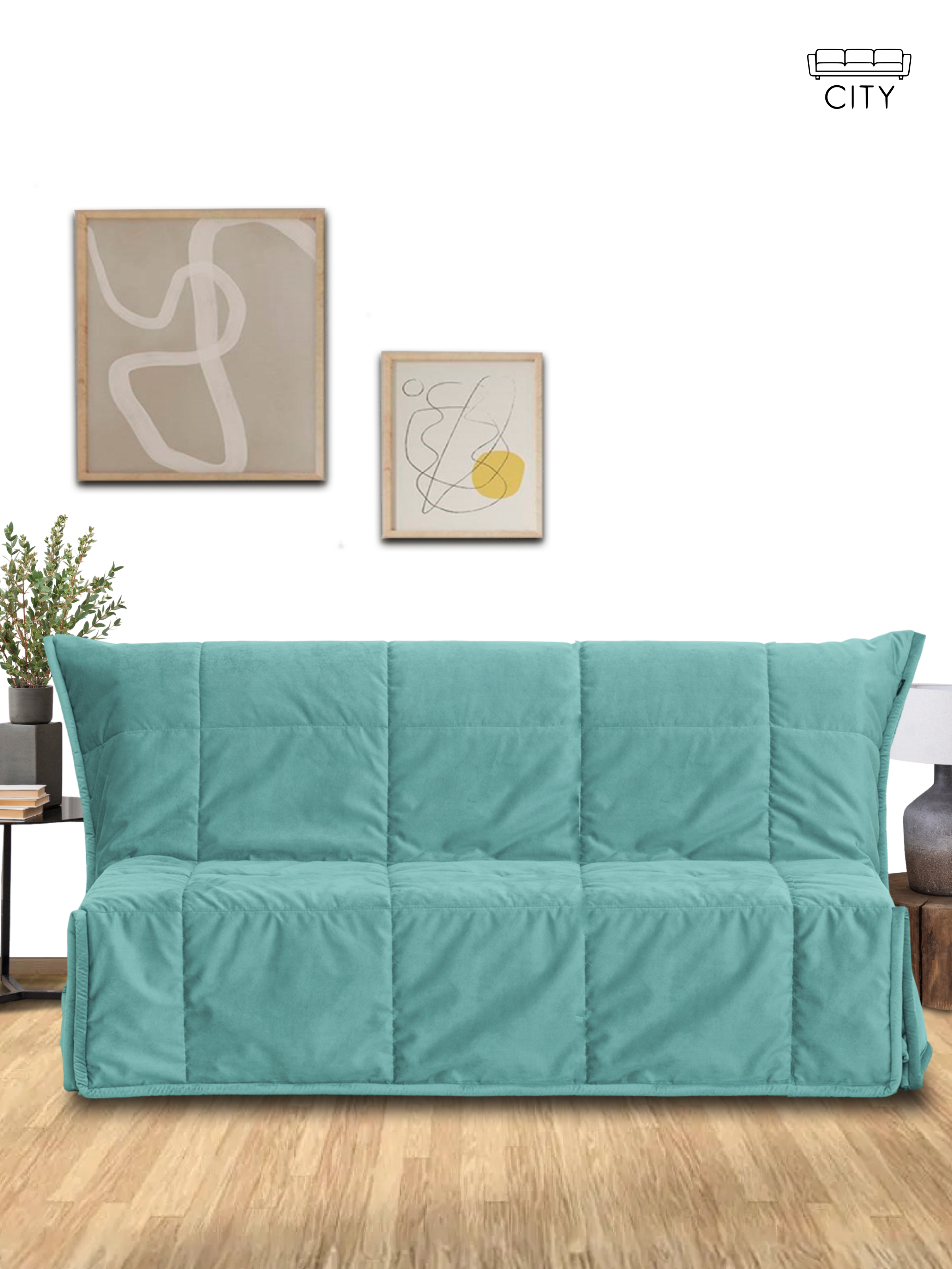 Изображение товара Раскладной диван Cityhd Женева 140x95 см велюр бирюзовый качественная мебель Россия