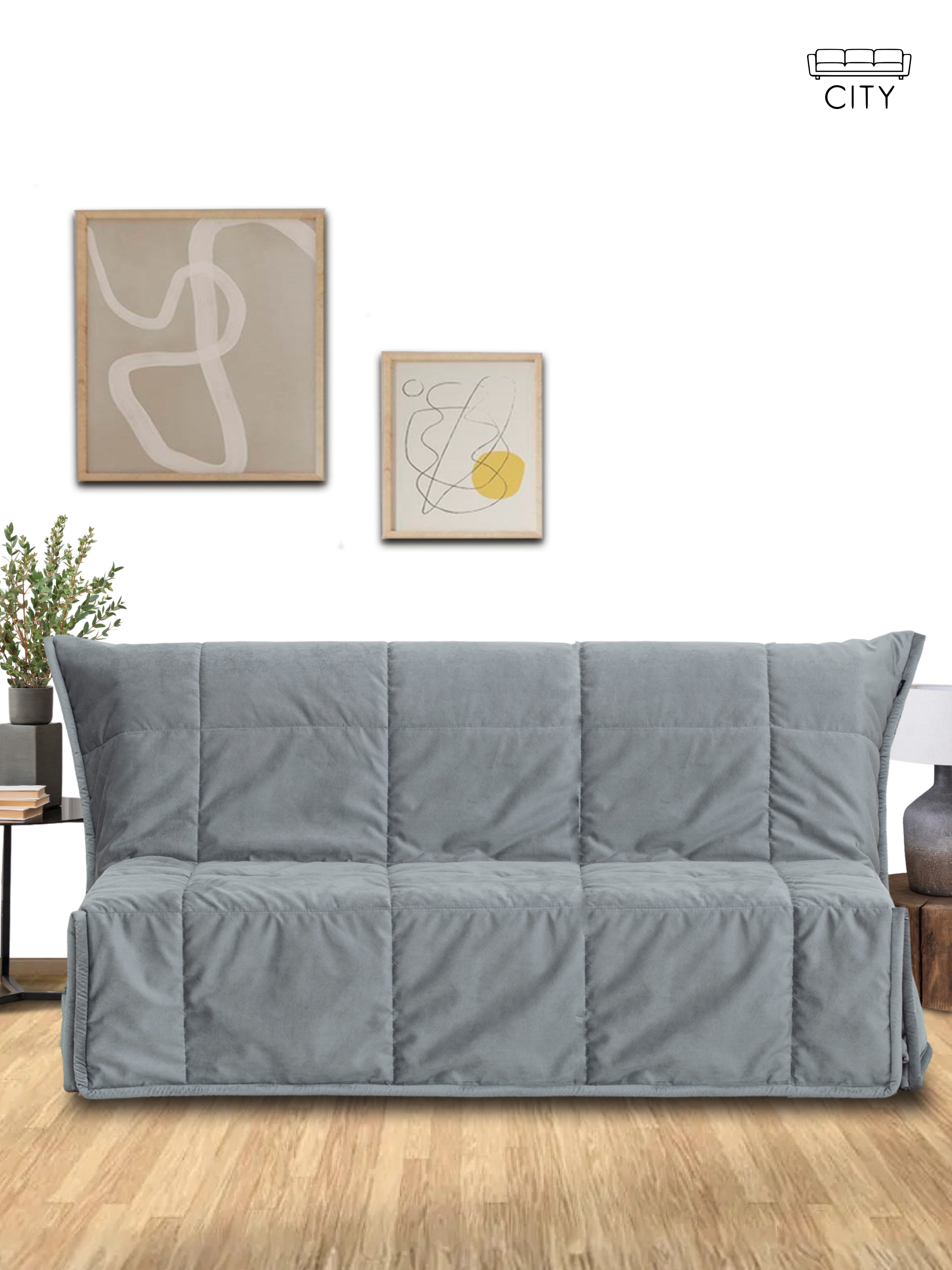 Изображение товара Раскладной диван Cityhd Женева 140x95x95 см велюр серый для дома и офиса