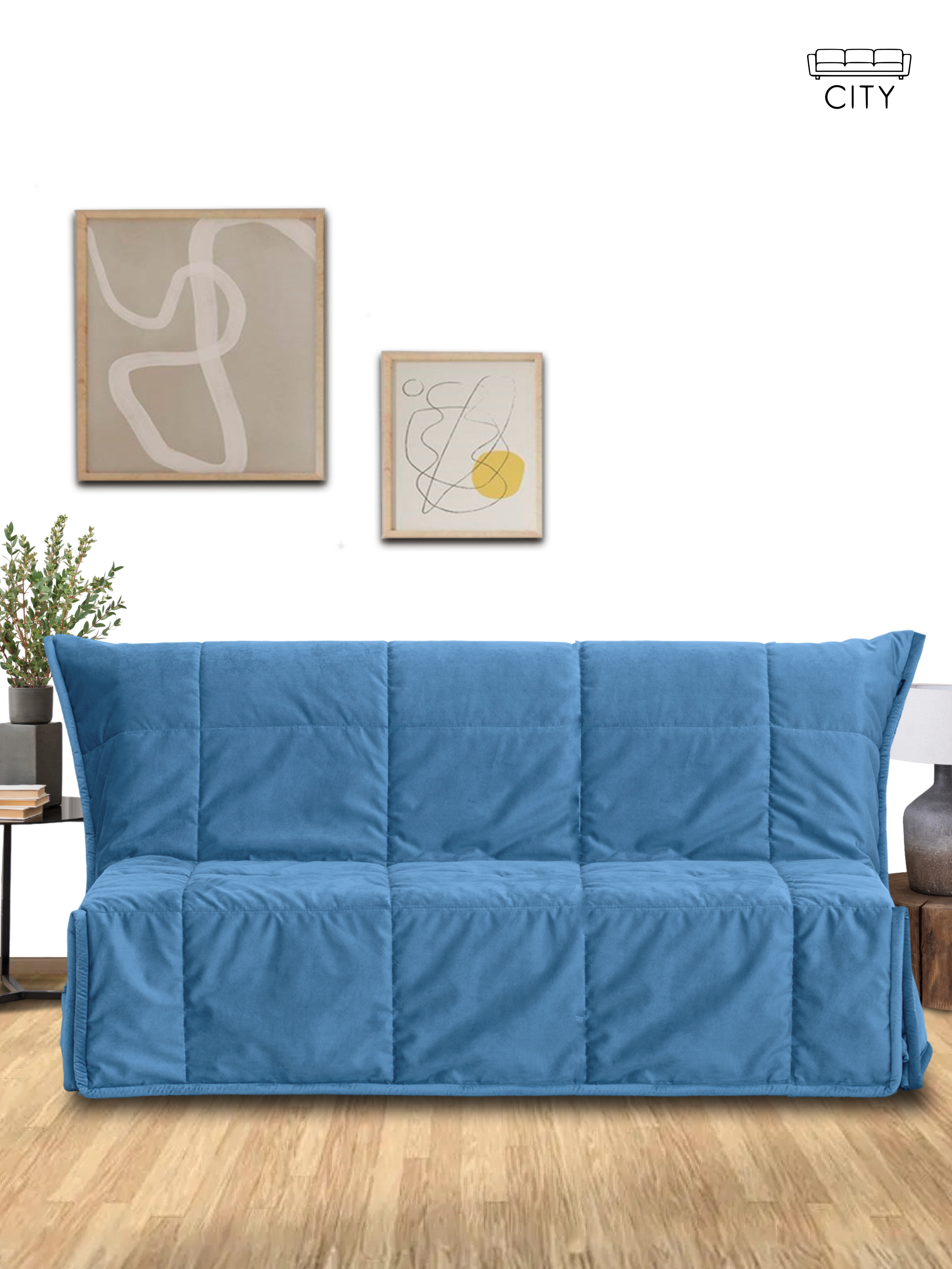 Изображение товара Раскладной диван Cityhd Женева 140x95x95 см велюр цвет синий