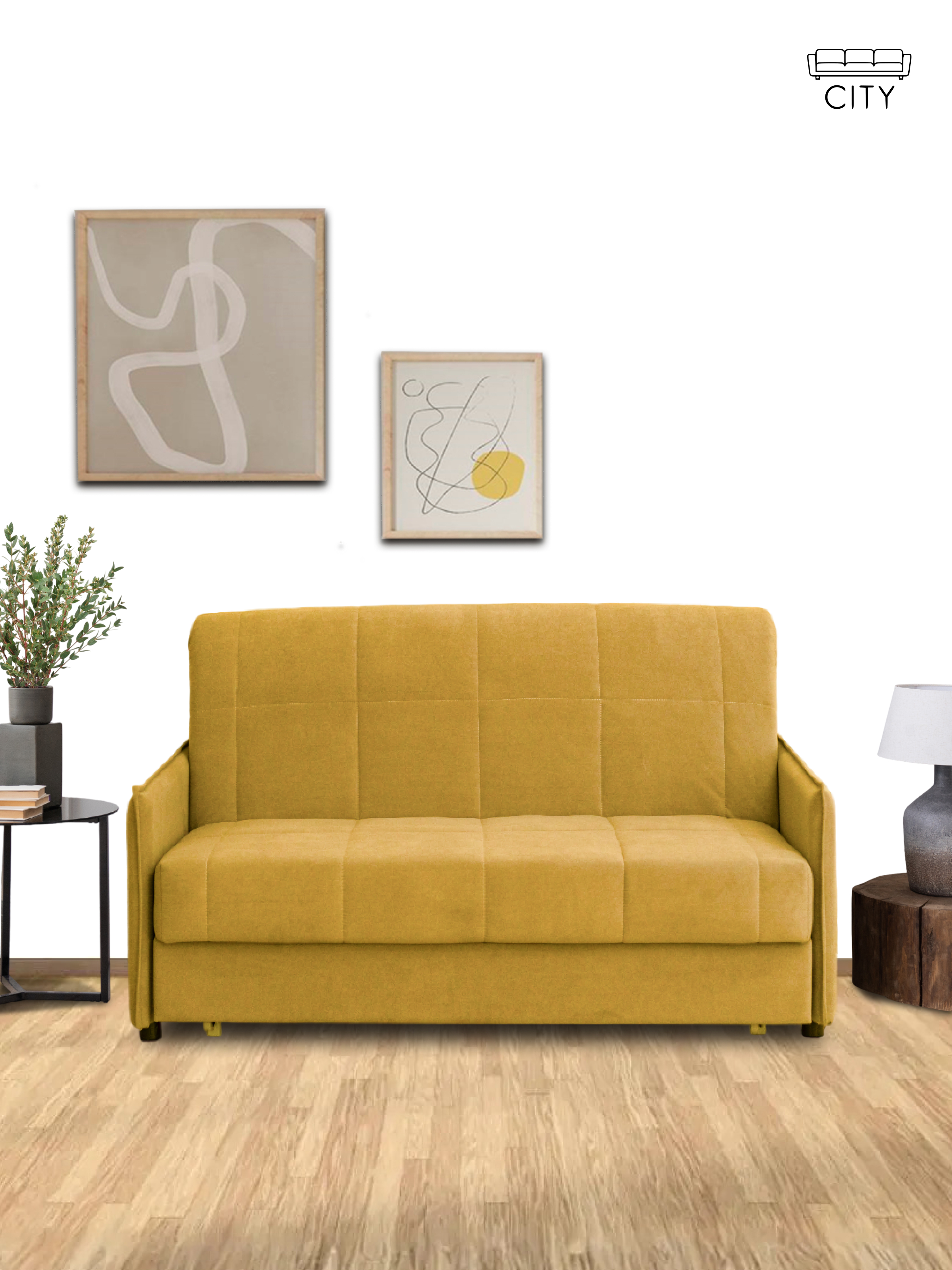 Изображение товара Раскладной диван CITYHD Лион3 с ортопедическим основанием горчичный