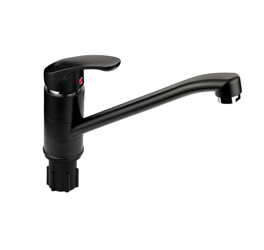 Изображение товара Смеситель кухонный Brimix поворотный излив черный 15 см, водосберегающий