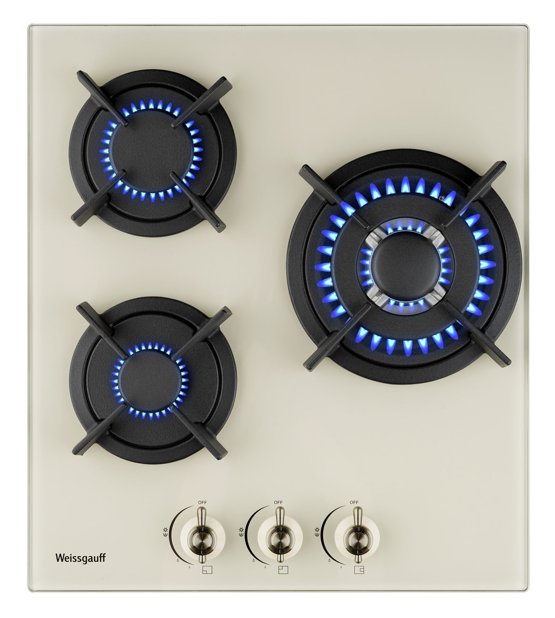 Изображение товара Газовая варочная панель Weissgauff HGG 451 BeGh 431492 45 см 3 конфорки цвет бежевый