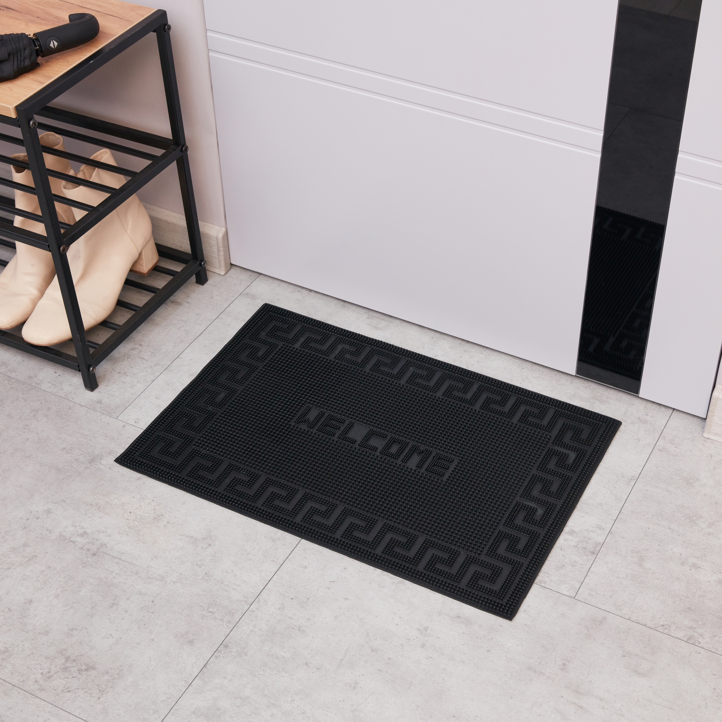 Изображение товара Коврик придверный Welcome 40x60 см черный резиновый грязезащитный