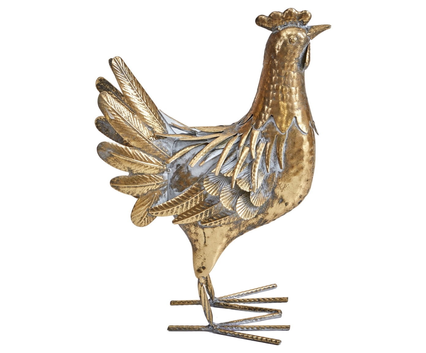 Изображение товара ГЛАСАР Курочка 39 см — декоративная фигура в желто-золотых тонах