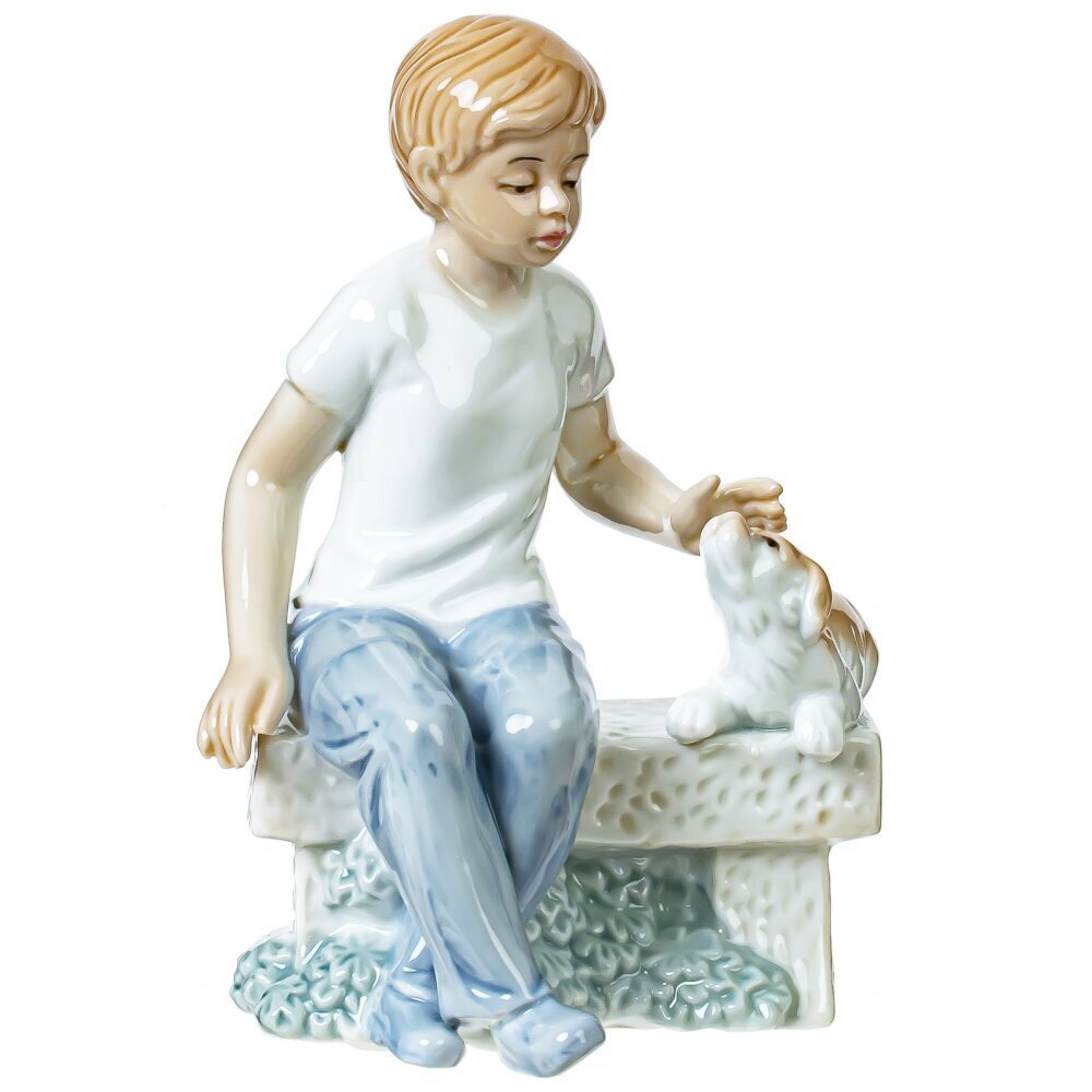 Изображение товара Декоративная фигурка Мальчик и собака, 14 см