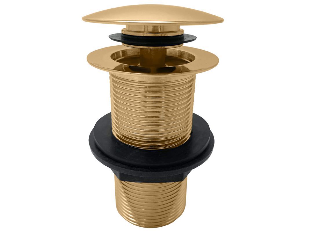 Изображение товара Донный клапан для раковины Ravslezak MD0798Z 10 см ø32 клик-клак цвет золотистый