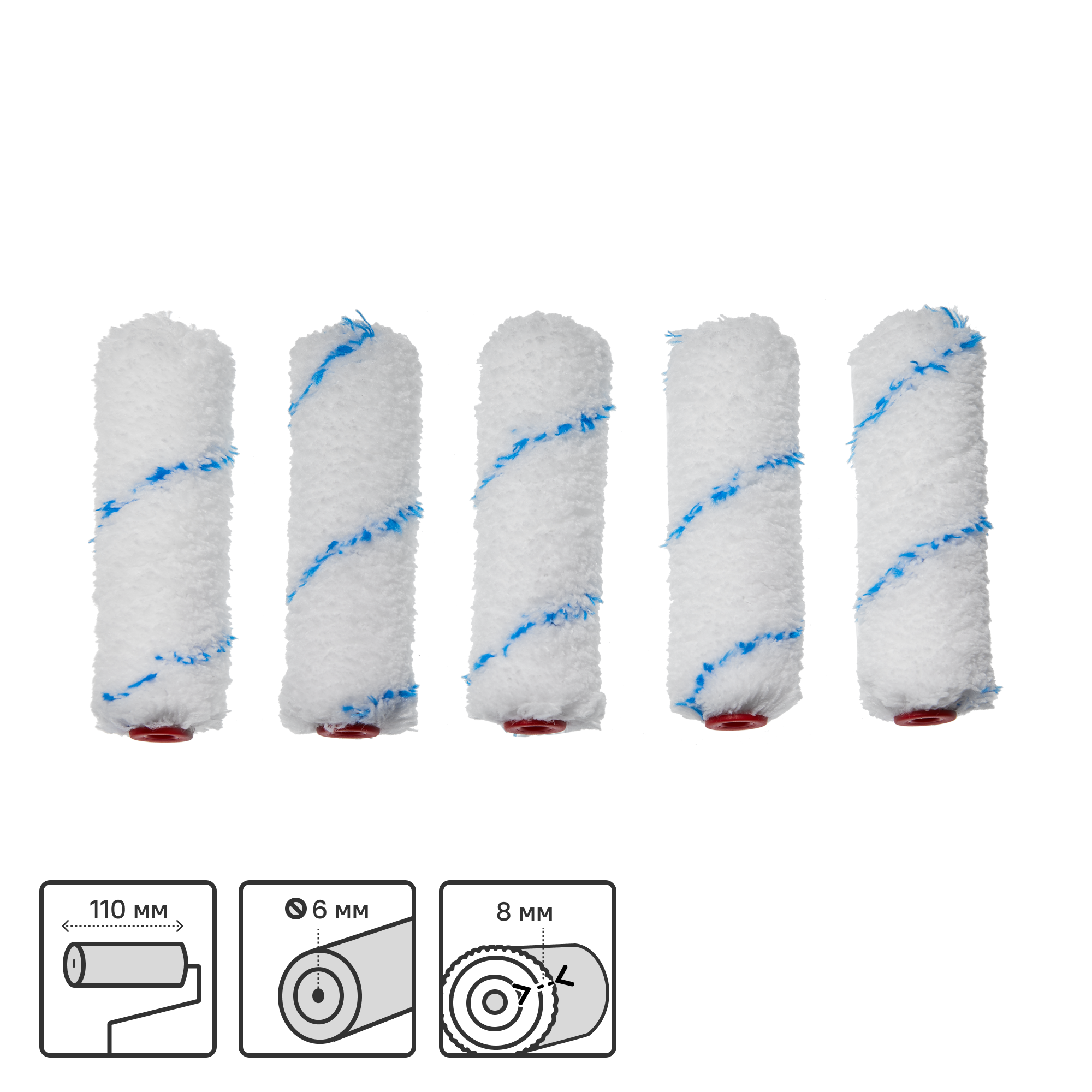 Изображение товара Валик сменный для водных красок Dexter 110 мм 5 шт