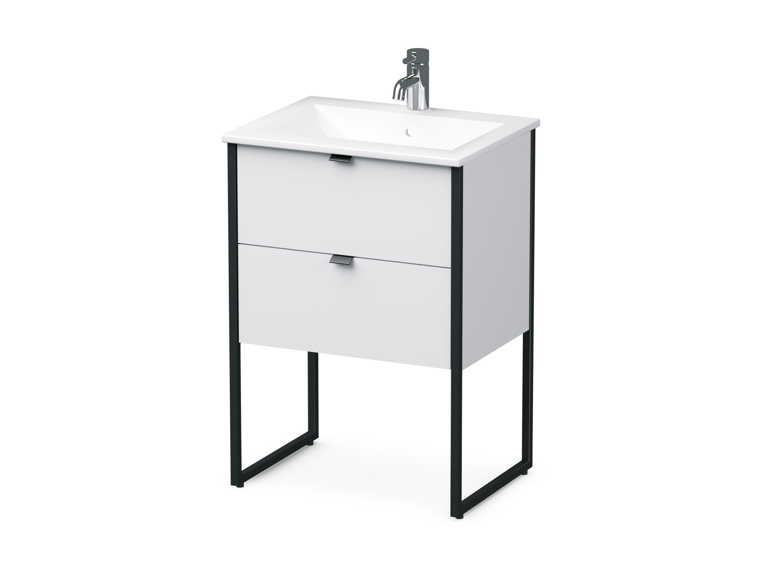 Изображение товара Тумба с раковиной Lazurit Фокус 61 см белая напольная с ящиками