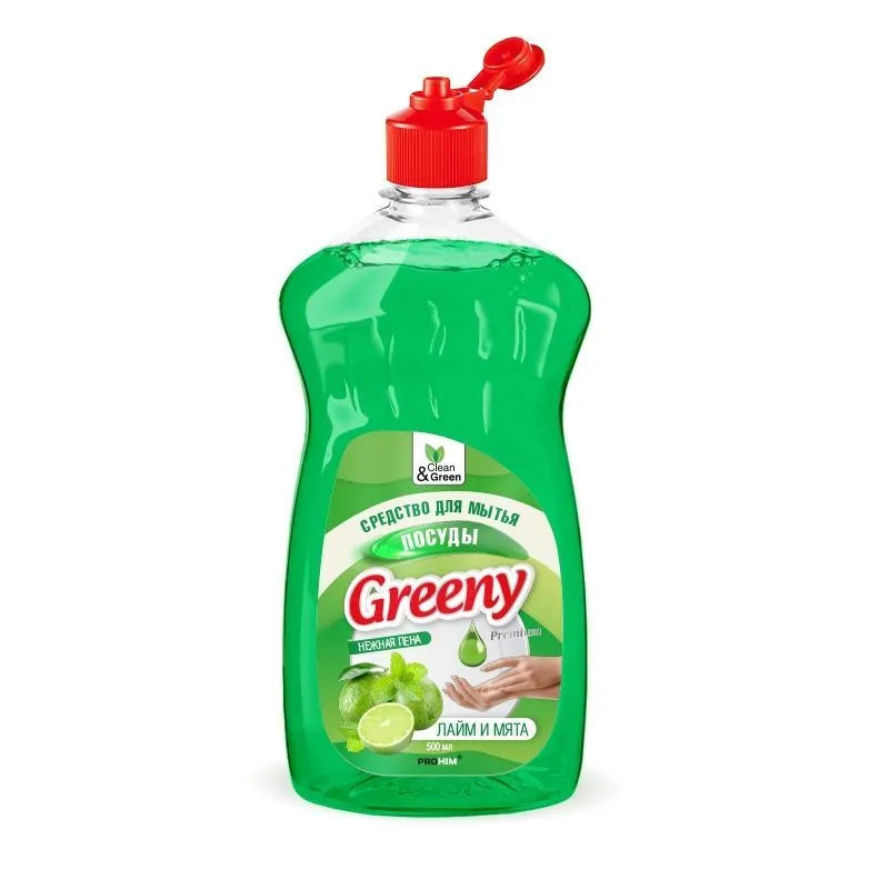Изображение товара Средство для мытья посуды Clean&Green Greeny Cg8071 запах лайм и мята 0.5 л