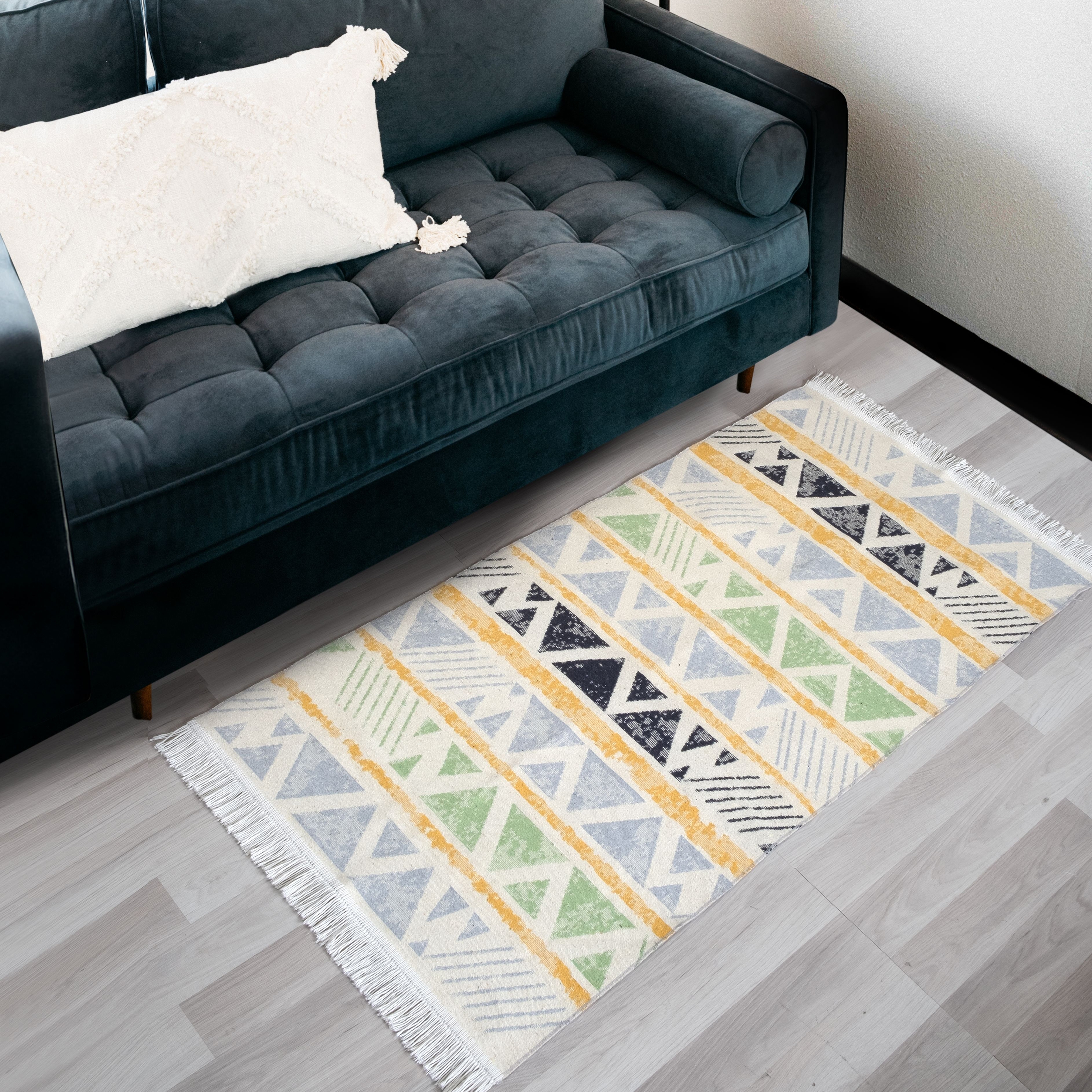 Изображение товара Декоративный ковер Maya 80x150 см хлопок и полиэстер с геометрическим рисунком