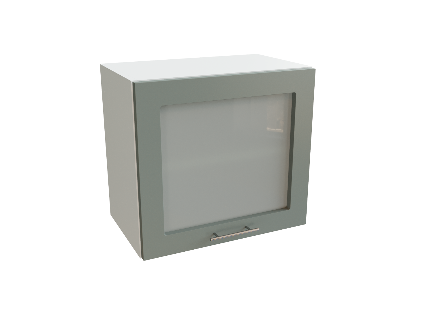 Изображение товара Навесной шкаф горизонтальный с застекленной дверцей Валерия белый/лагуна 50x46x31.8 см МДФ