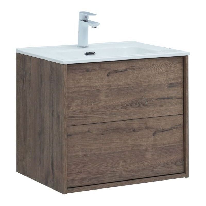 Изображение товара Тумба под раковину Aquanet Lino 60 см подвесная с Push-to-Open коричневая