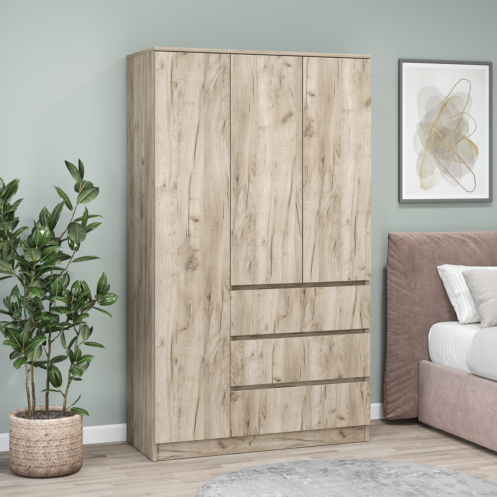 Изображение товара Современный распашной шкаф Letta 105x180 см с шестью полками и ящиками для хранения