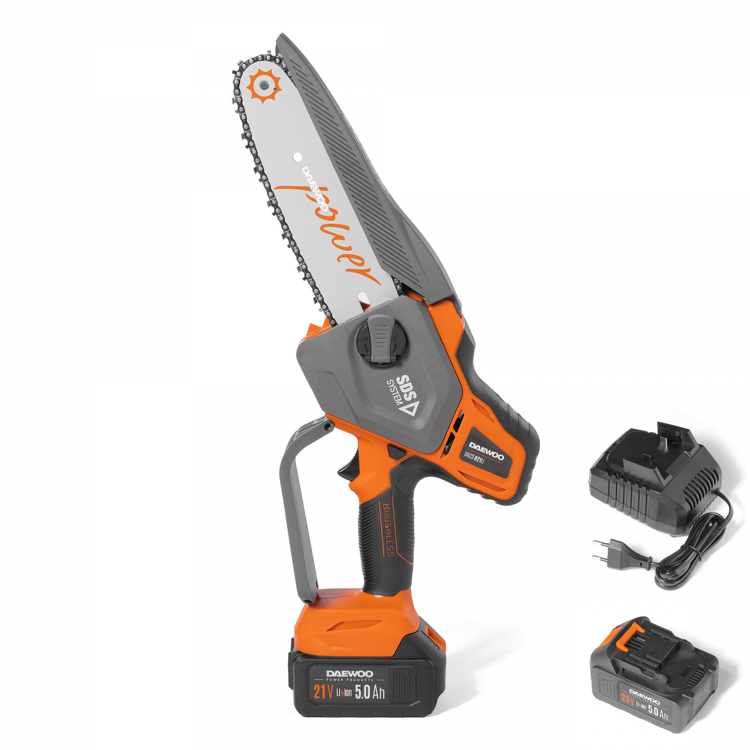 Изображение товара Аккумуляторная цепная пила Daewoo DACS 821Li SET 20 В 20 см для садовых и строительных работ