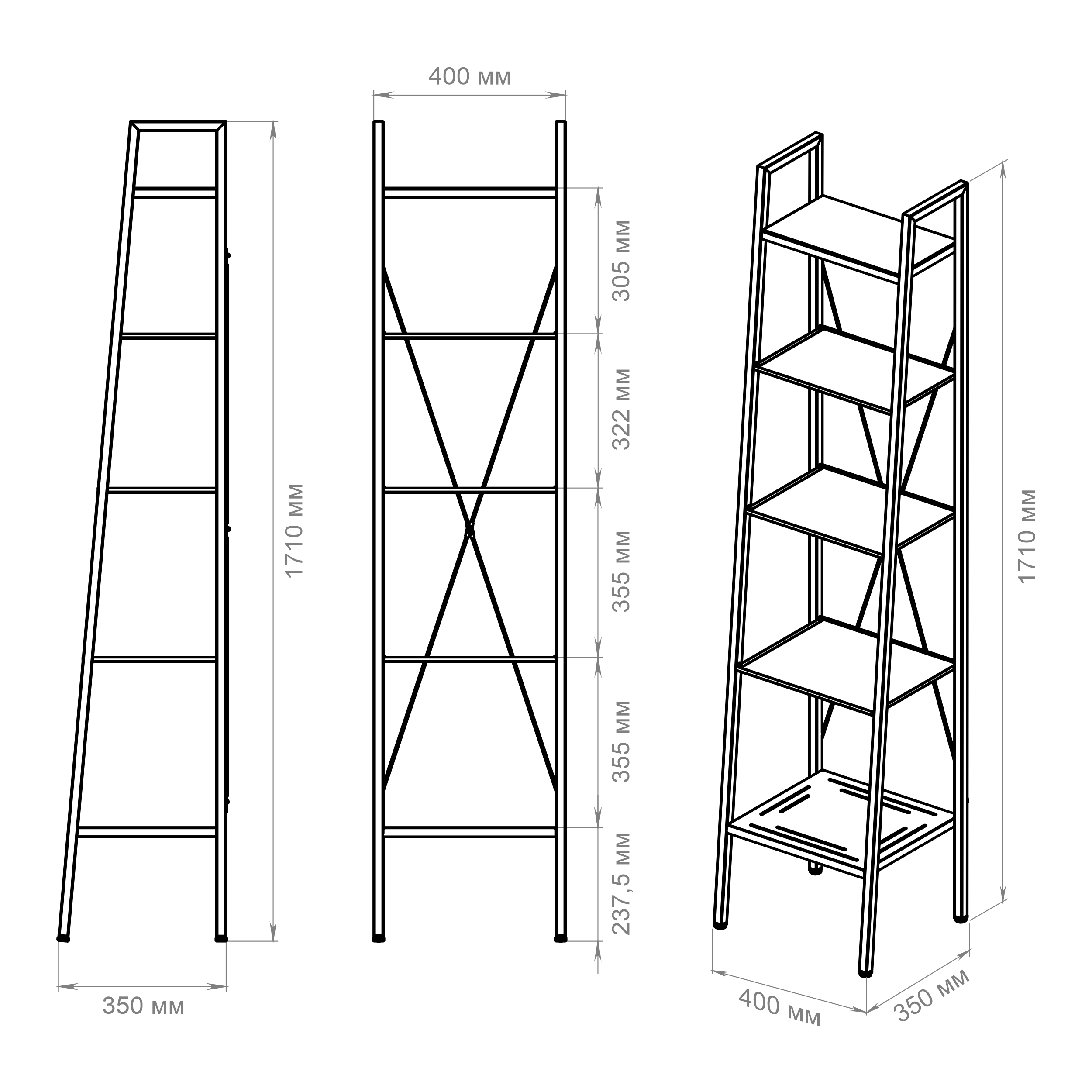 Стеллаж для ванной KONSENSA Бруклин 40x35x170 см цвет черный - 5