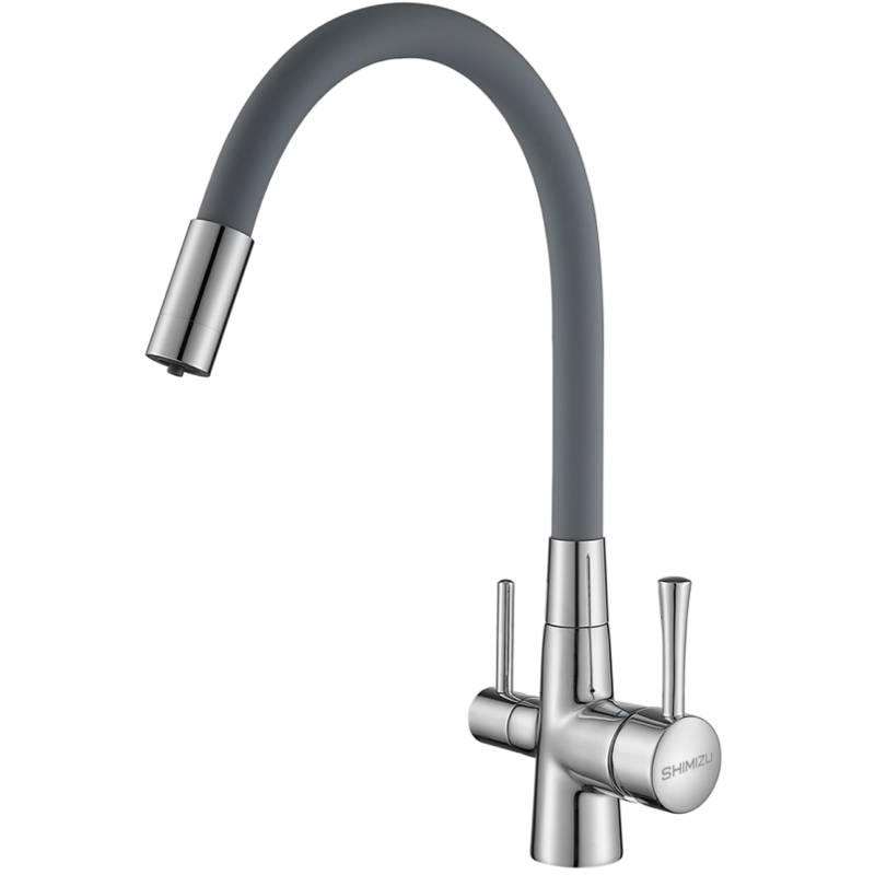 Изображение товара Смеситель для кухни с подключением к фильтру и гибким изливом SHIMIZU Gray