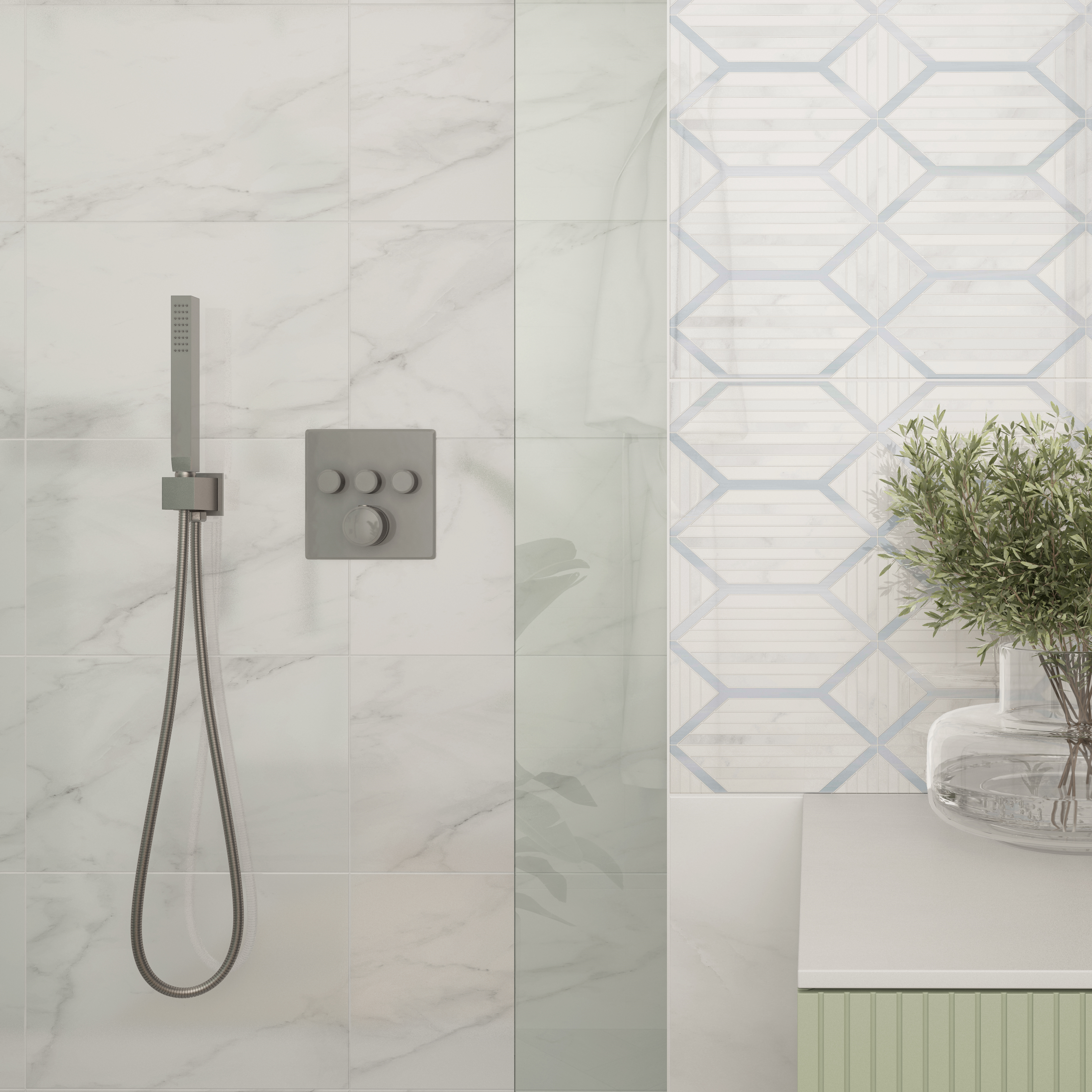 Изображение товара Плитка настенная Шахтинская Восток 01 25x40 см глянцевая белый мрамор