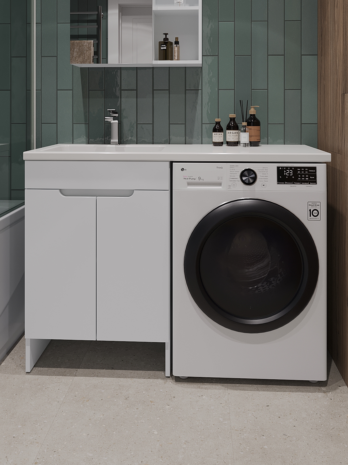 Изображение товара Тумба с левой раковиной TOPLINE OP FOPDTU1200W-RL белый глянец напольная 120 см