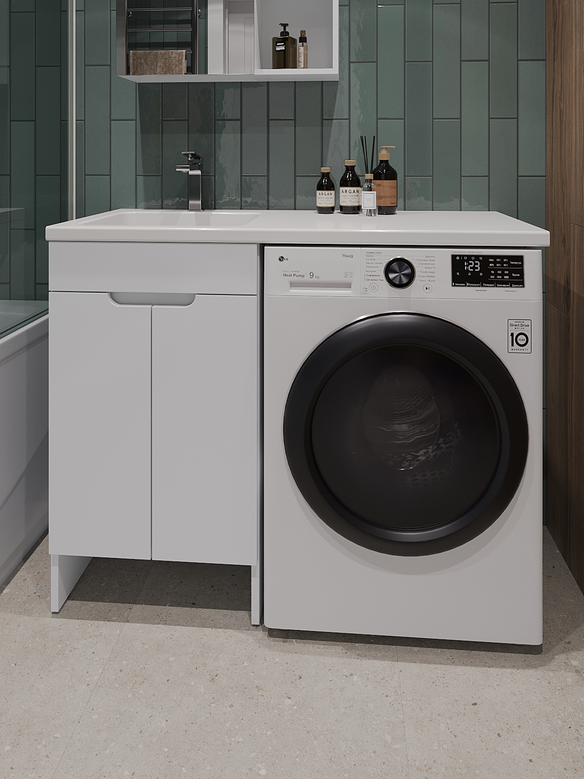 Изображение товара Тумба с левой раковиной TOPLINE OP FOPDTU1100W-RL 110 см белый глянец