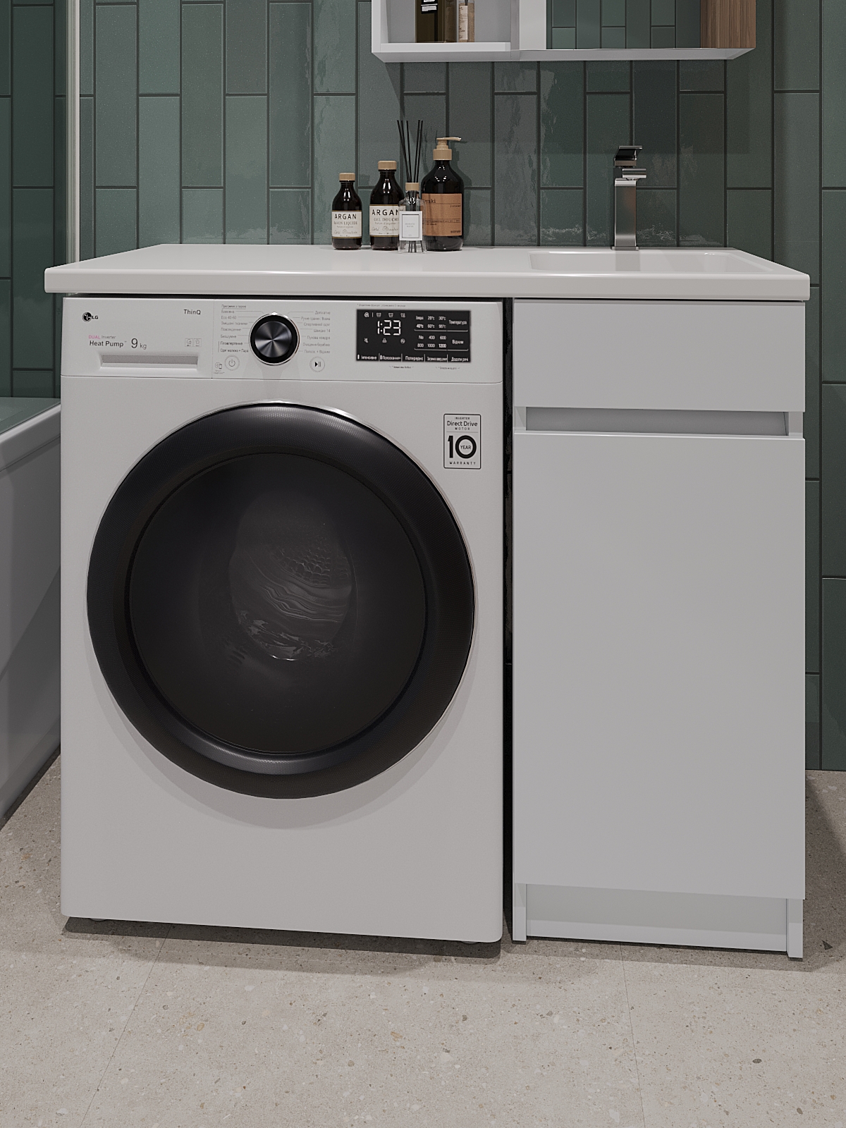 Изображение товара Тумба под раковину с корзиной для белья 100 см белый глянец Topline Op FOPKTU1000W-RR