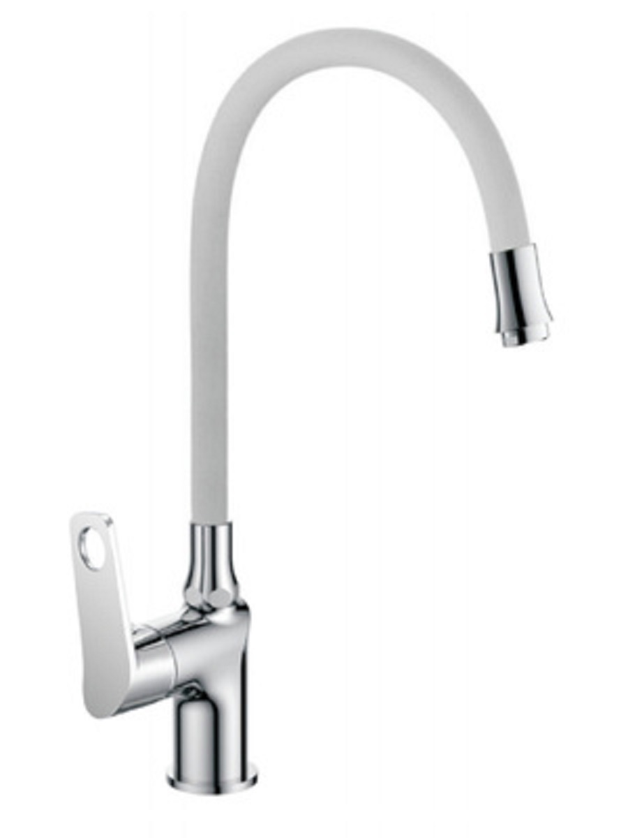 Изображение товара Современный однорычажный смеситель для кухни с гибким изливом 26 см серебристый