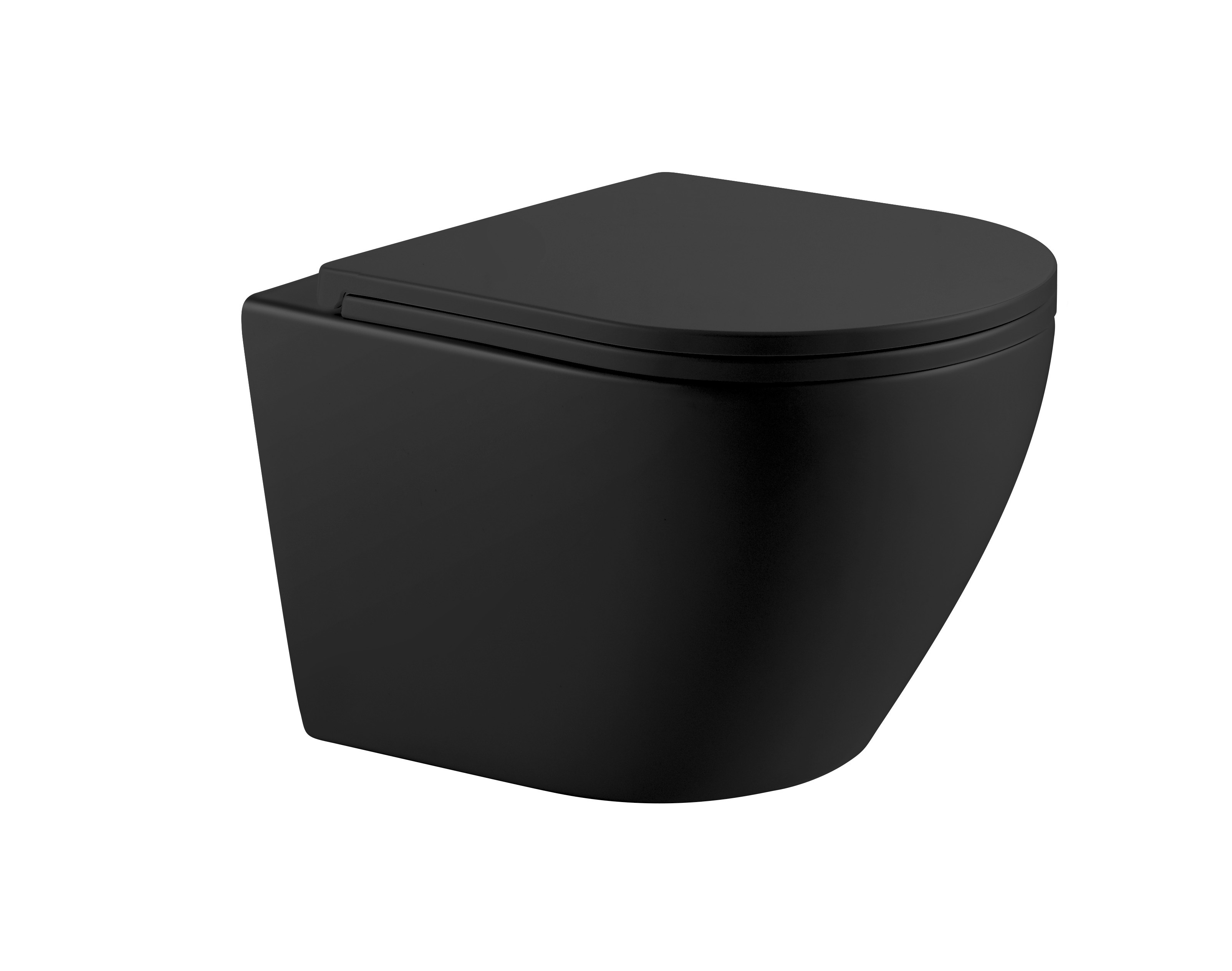 Изображение товара Подвесной унитаз безободковый HOLLER POINT MB с сиденьем микролифт черный