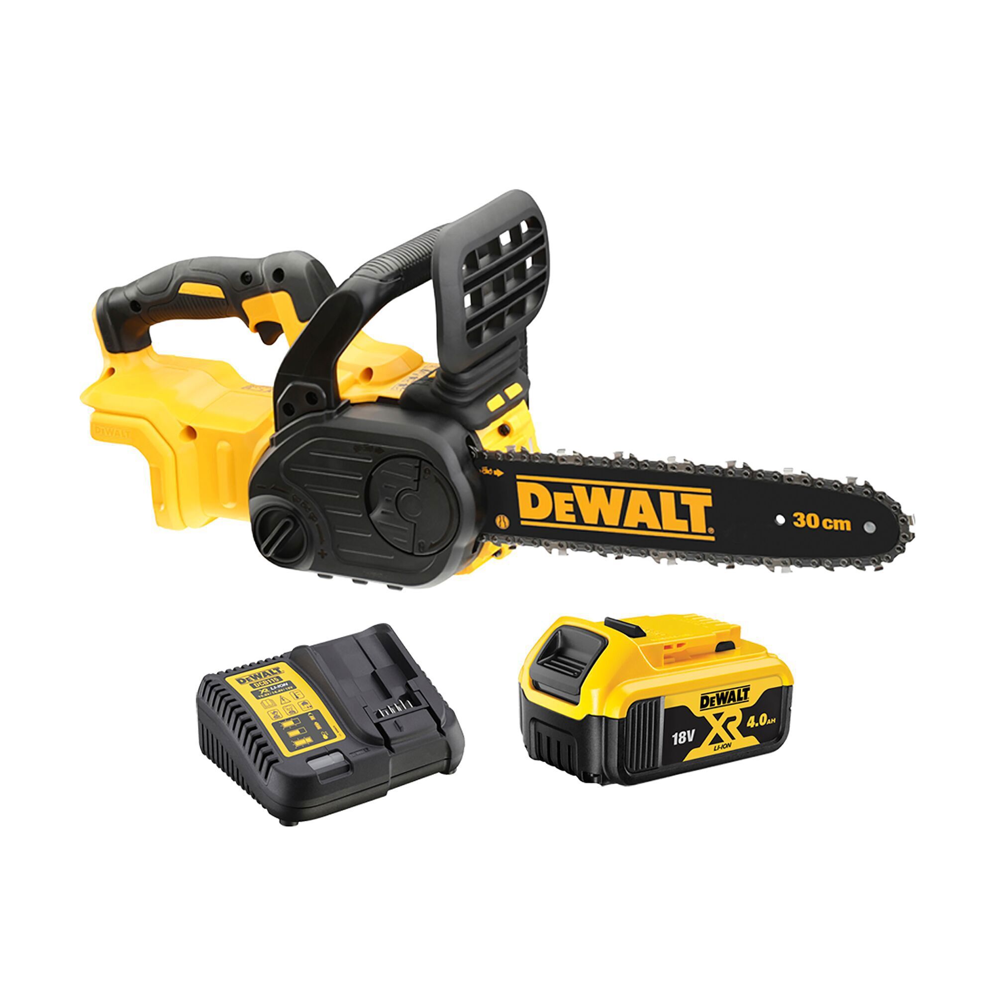 Изображение товара Аккумуляторная пила Dewalt 18 В с шиной 30 см и АКБ в комплекте