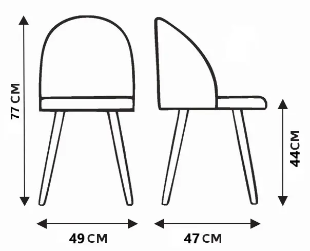 Стул Chic 49x77x50 см ножки металл/черный сиденье велюр цвет серый - 6