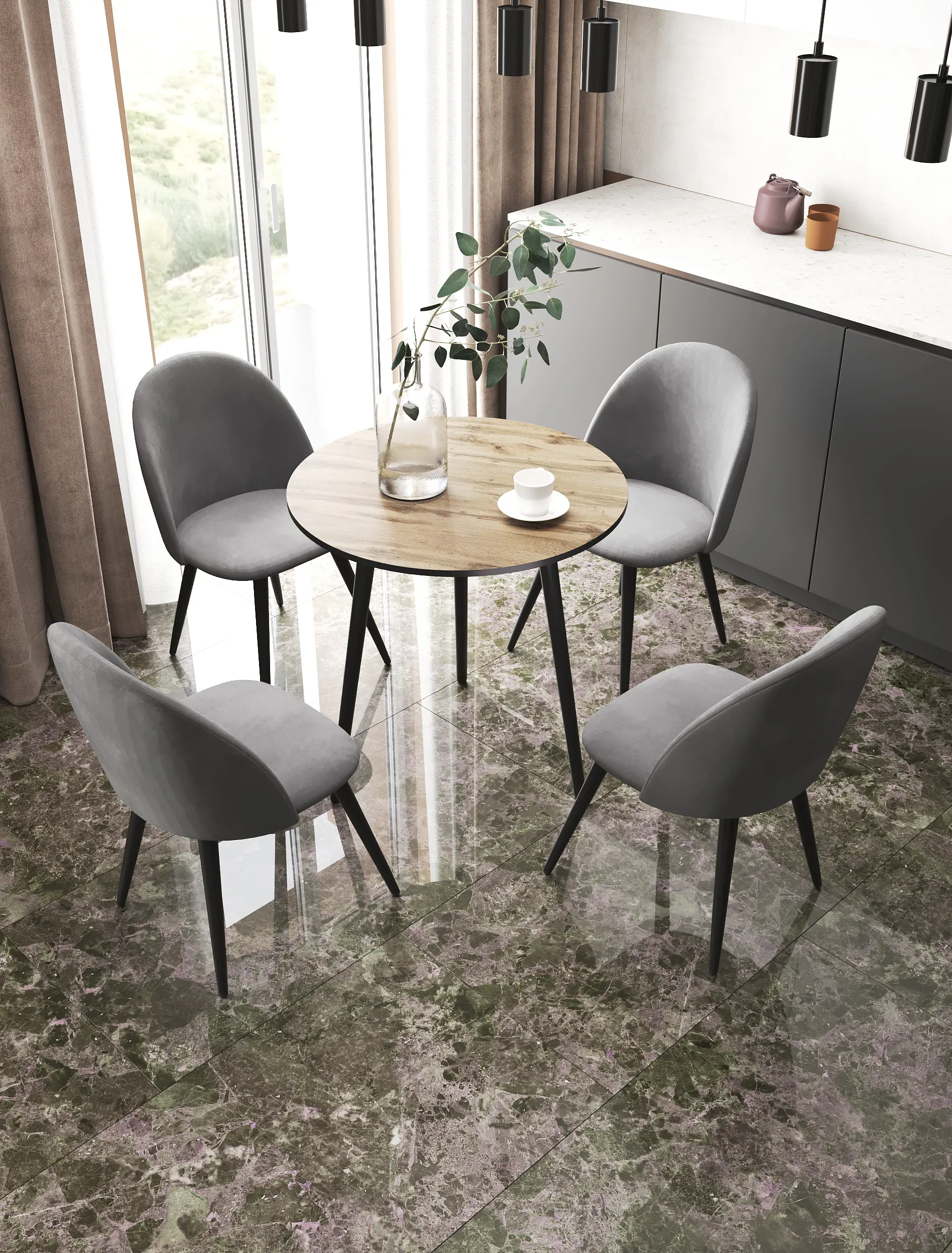 Стул Chic 49x77x50 см ножки металл/черный сиденье велюр цвет серый - 4