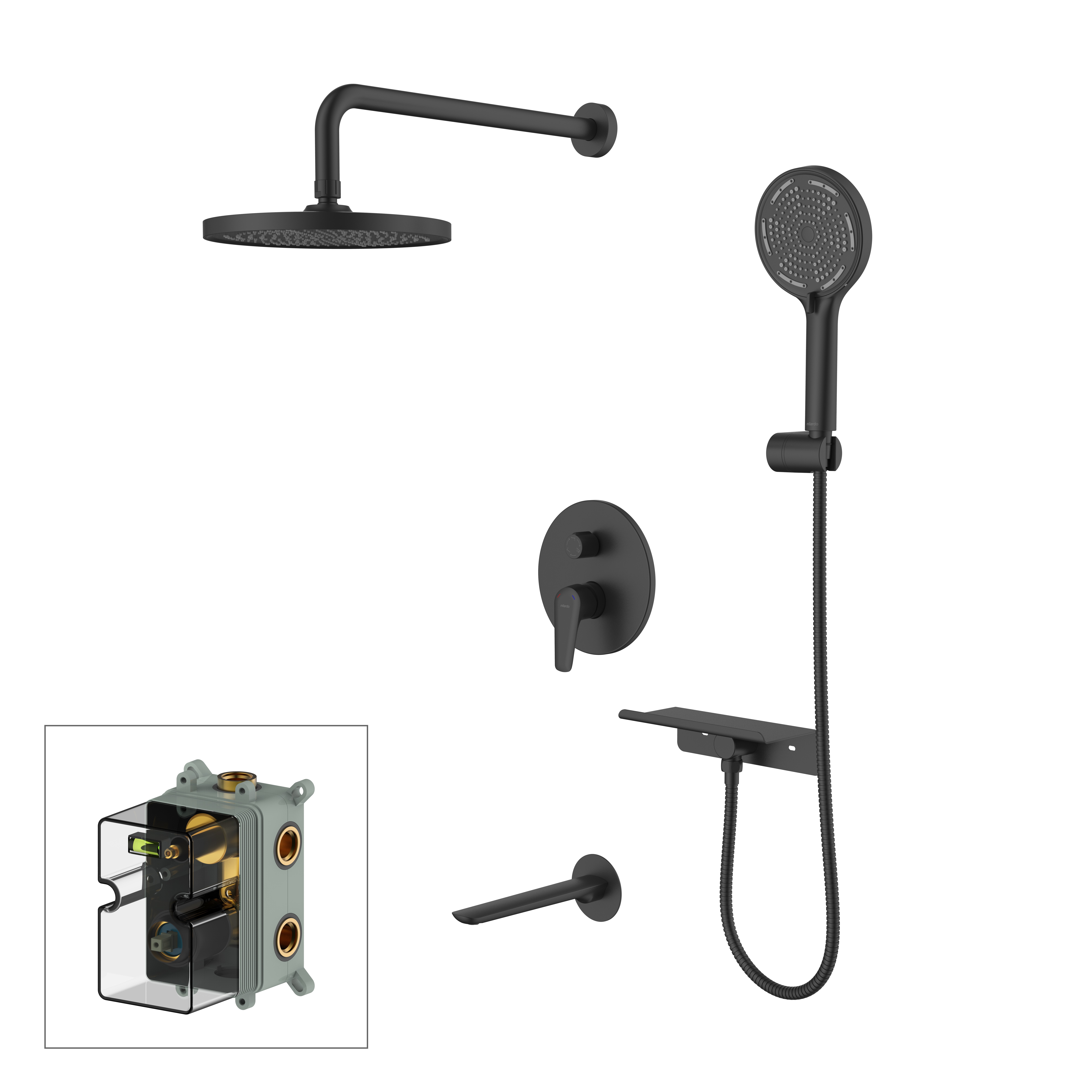 Изображение товара Душевая система Milardo Dale DALBL03M68 скрытого монтажа черный матовый