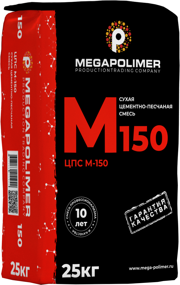Изображение товара Смесь цементно-песчаная М150 (ЦПС) Megapolimer 25 кг