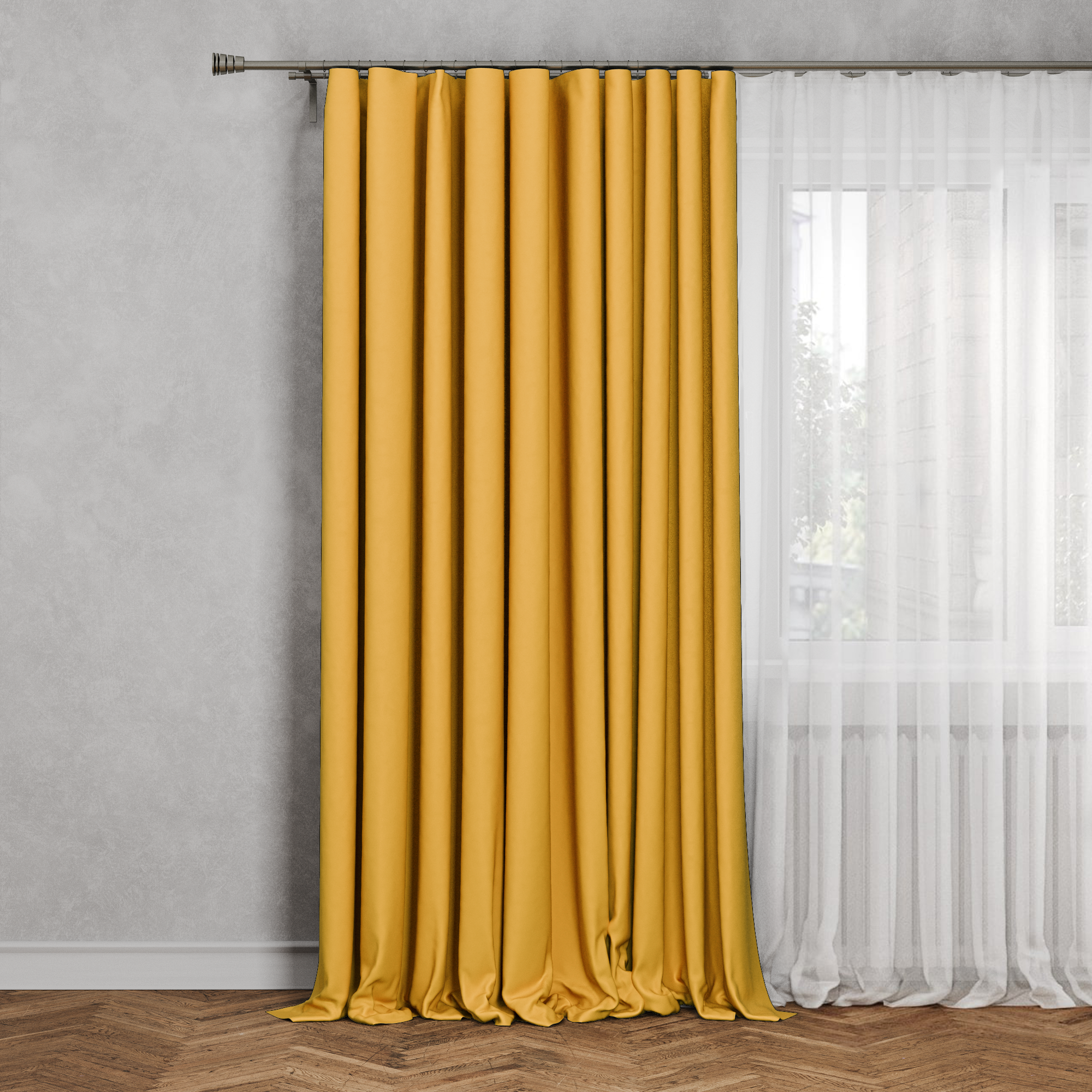 Изображение товара Штора на ленте Рим 200x310 см желтая для гостиной и спальни