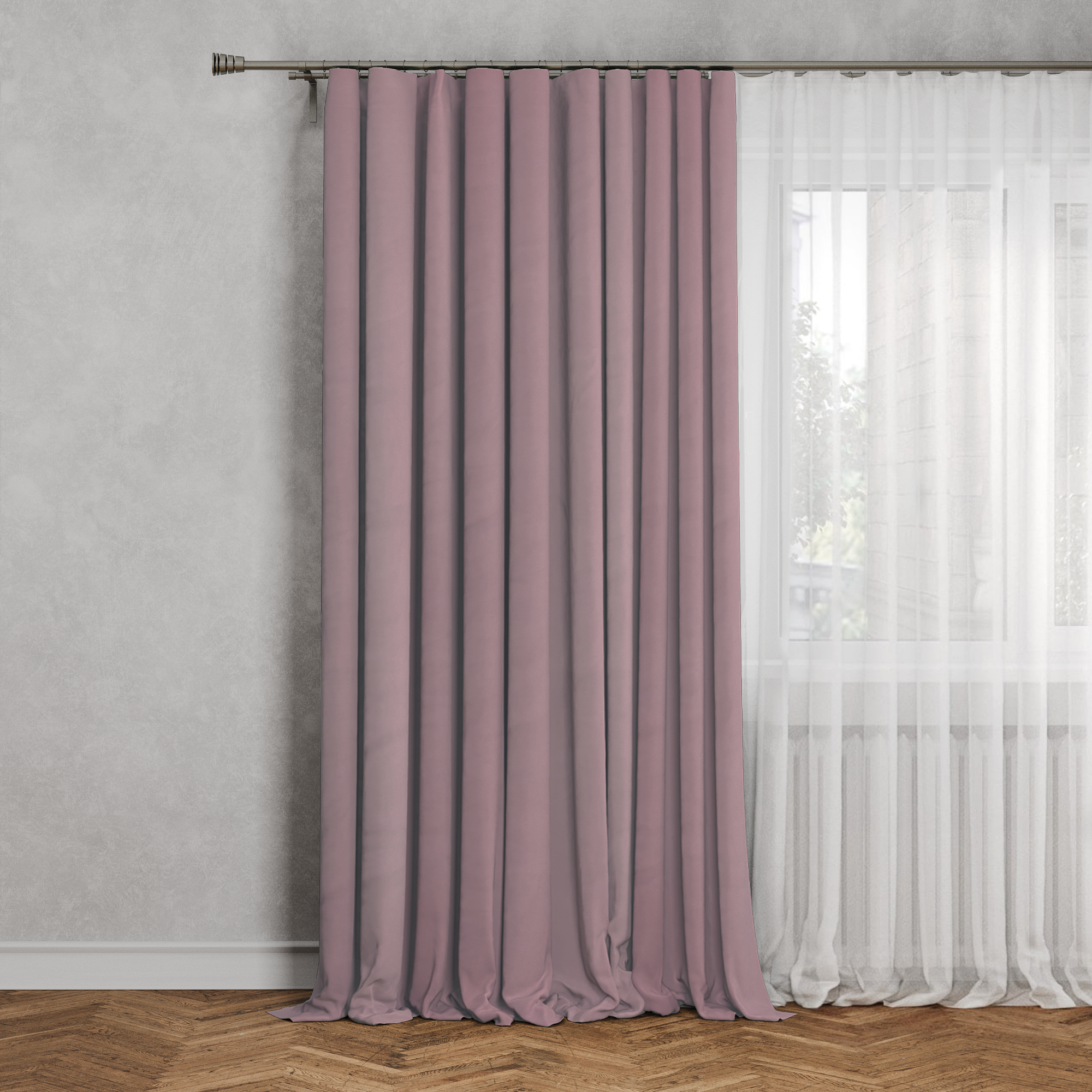 Изображение товара Штора Замша однотонная 160x260 цвет брусника лента