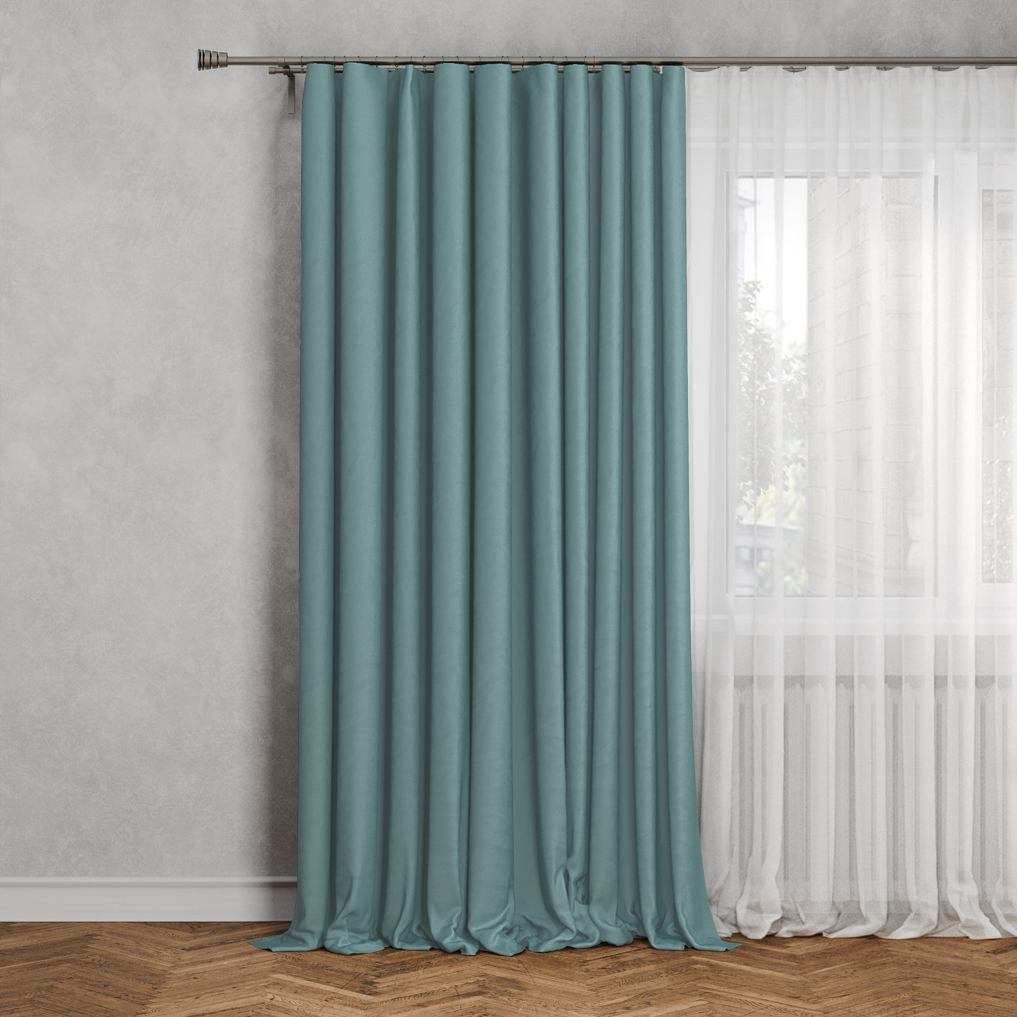 Изображение товара Штора на ленте Рим 200x310 см бирюзовая MIAMOZA стиль неоклассика