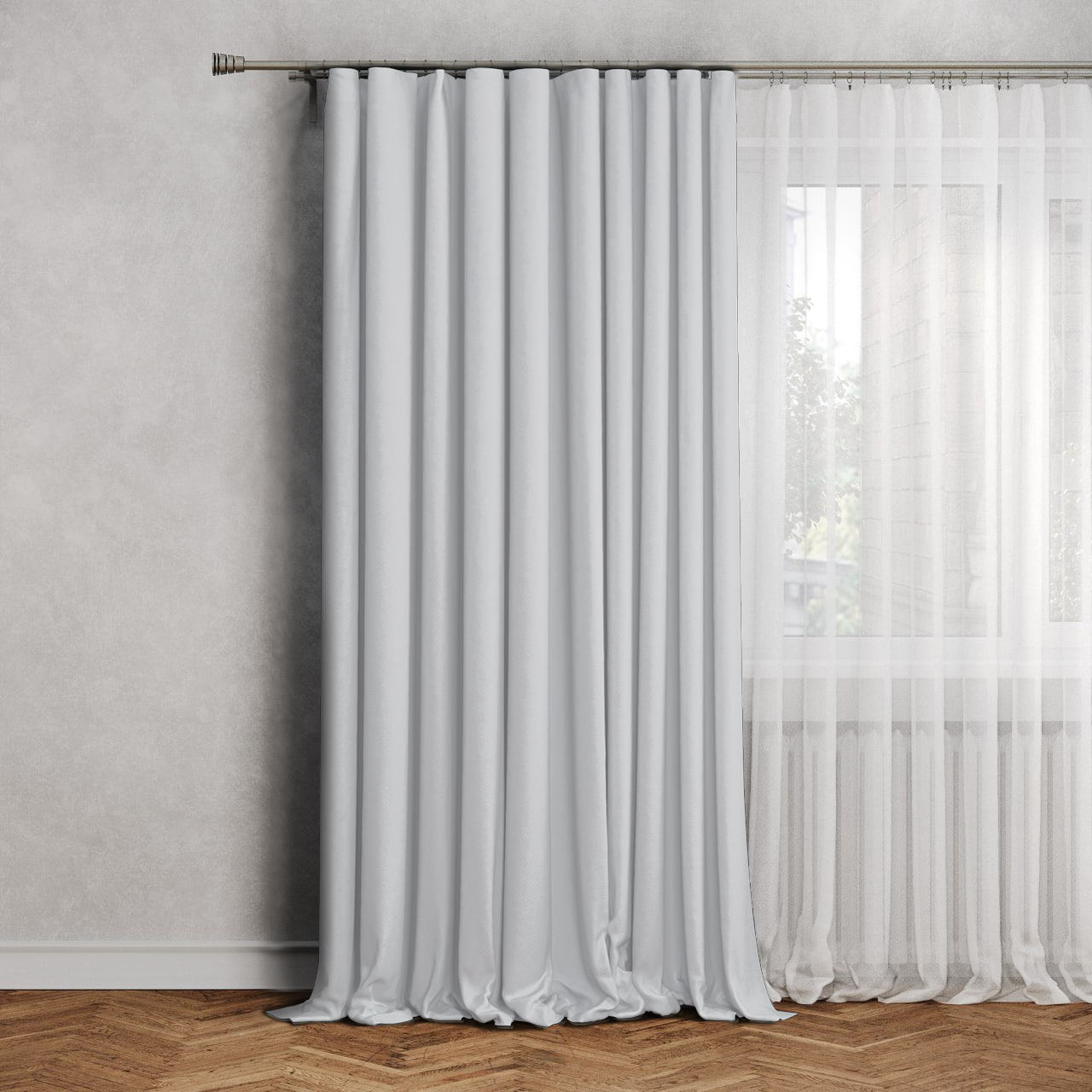 Изображение товара Штора на ленте Марио 200x260 см серо-бежевый жаккард для гостиной