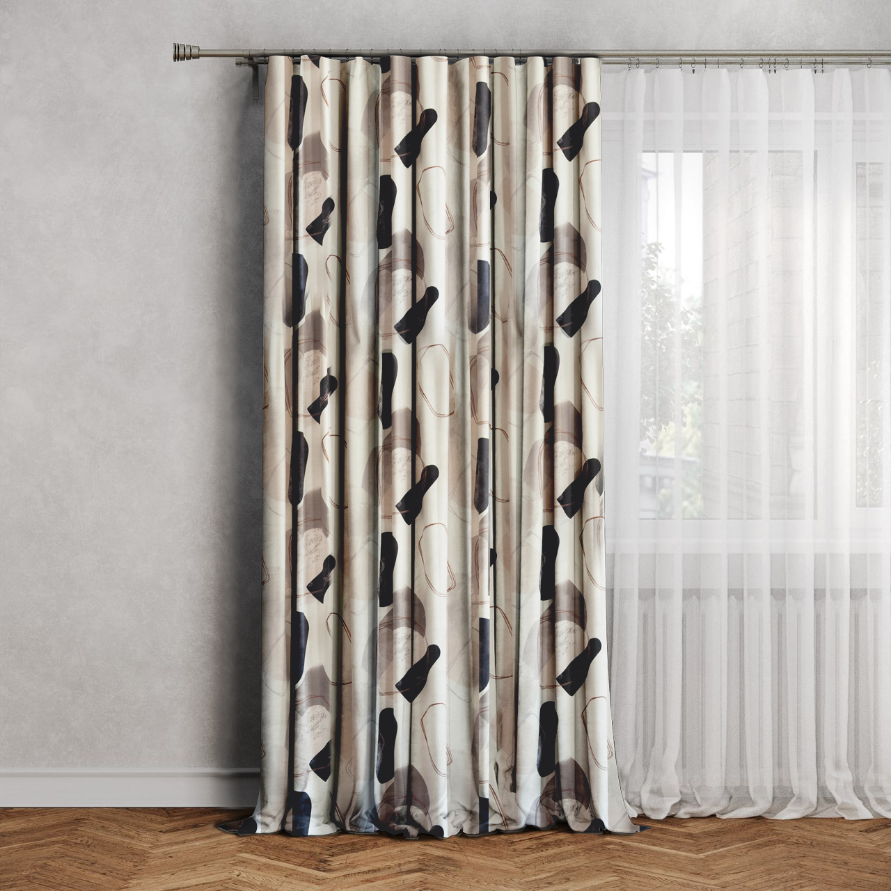 Изображение товара Штора на ленте Анже 140x260 см бархат черный современный дизайн