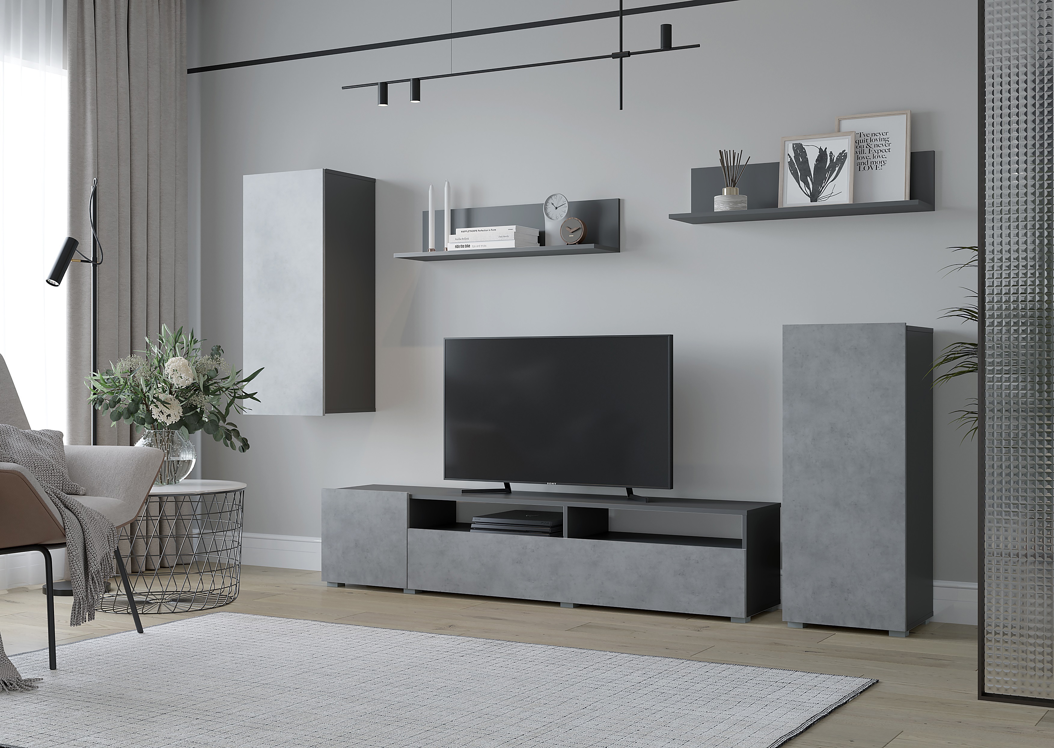 Изображение товара Шкаф для телевизора Горизонт Лират 213x168x35 см ЛДСП цвет бетон