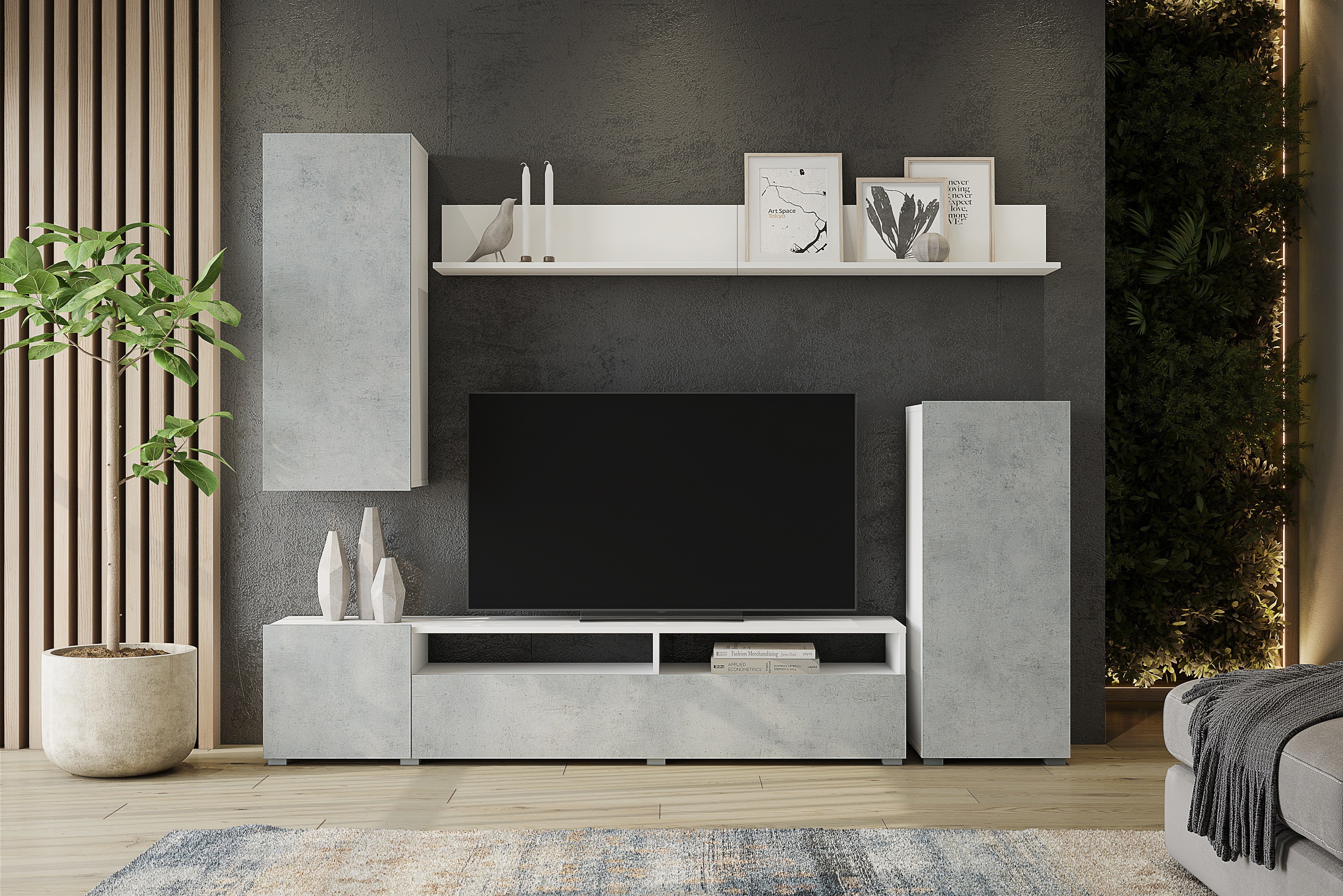 Изображение товара Шкаф для телевизора Горизонт Лира 213x168x35 см ЛДСП цвет бетон